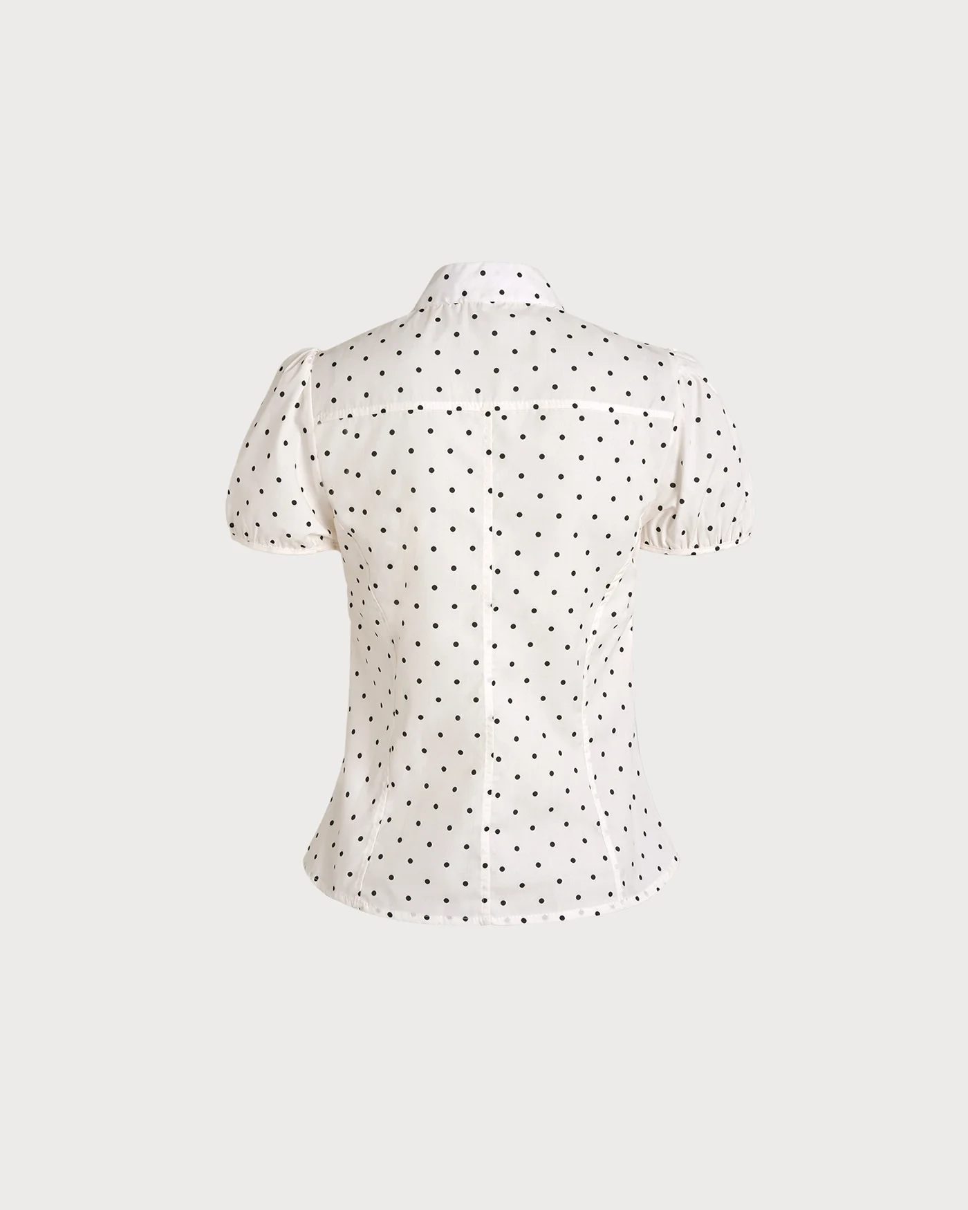 Off White Mandarin Collar Polka Dot Tee - Image 6
