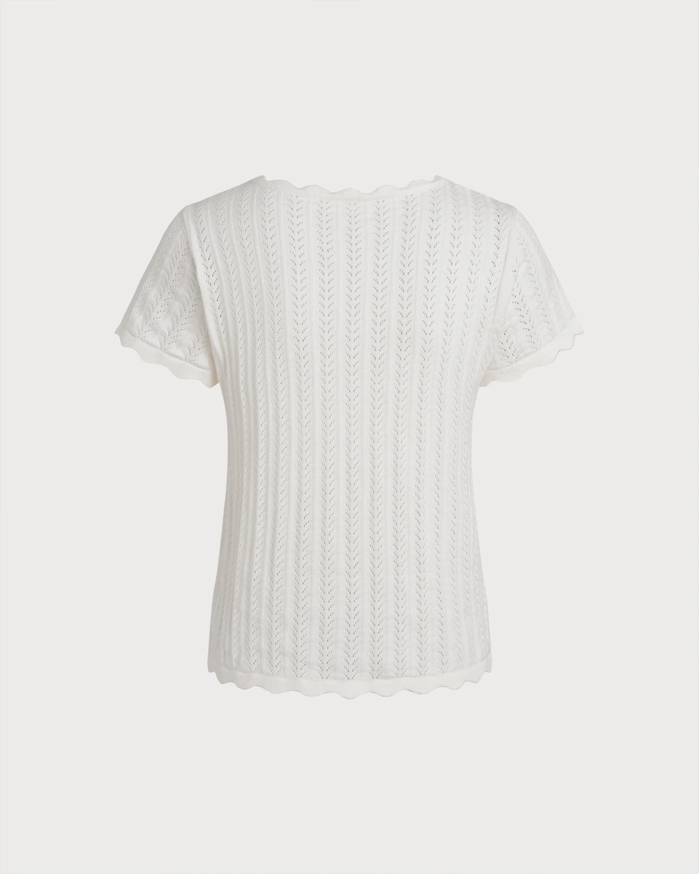 Off White Square Neck Textured Tee - Image 5