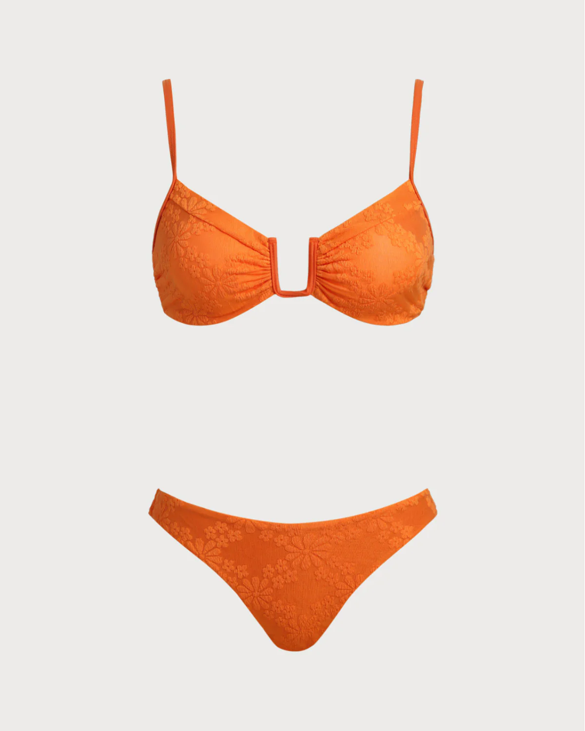 Orange Jacquard Bralette Bikini Set - Image 2