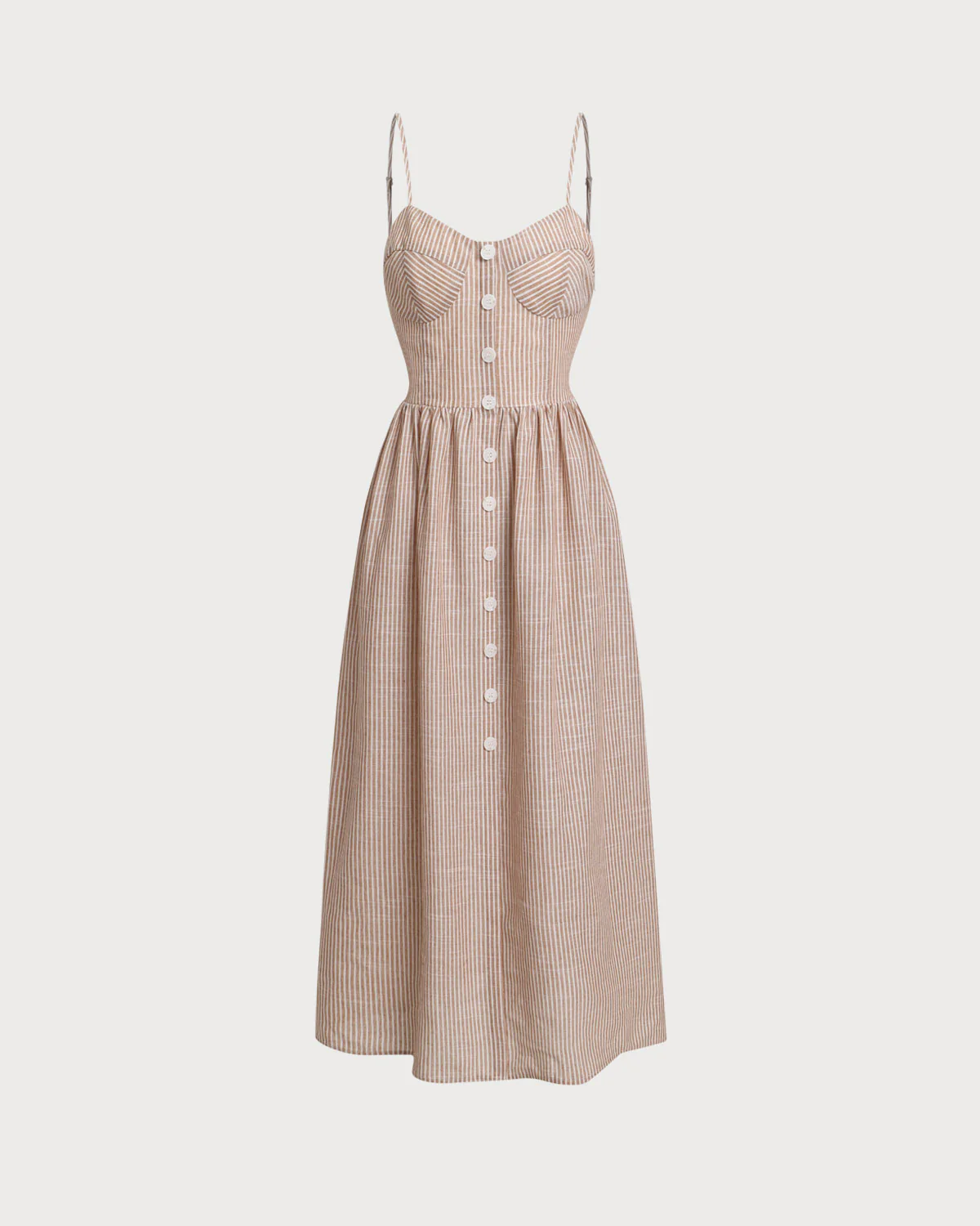 Orange Striped Sweetheart Neck Slip Maxi Dress - Image 5