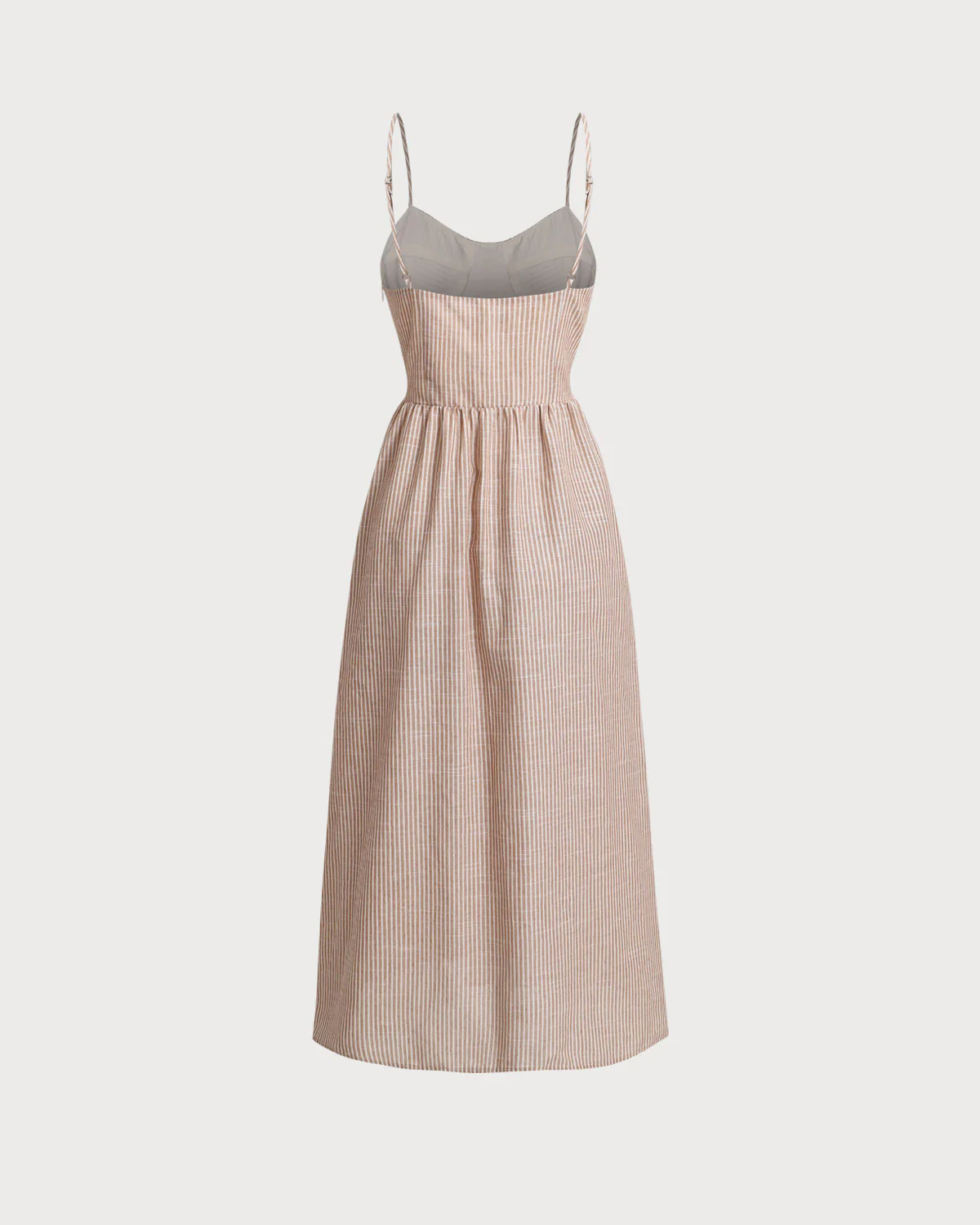Orange Striped Sweetheart Neck Slip Maxi Dress - Image 6