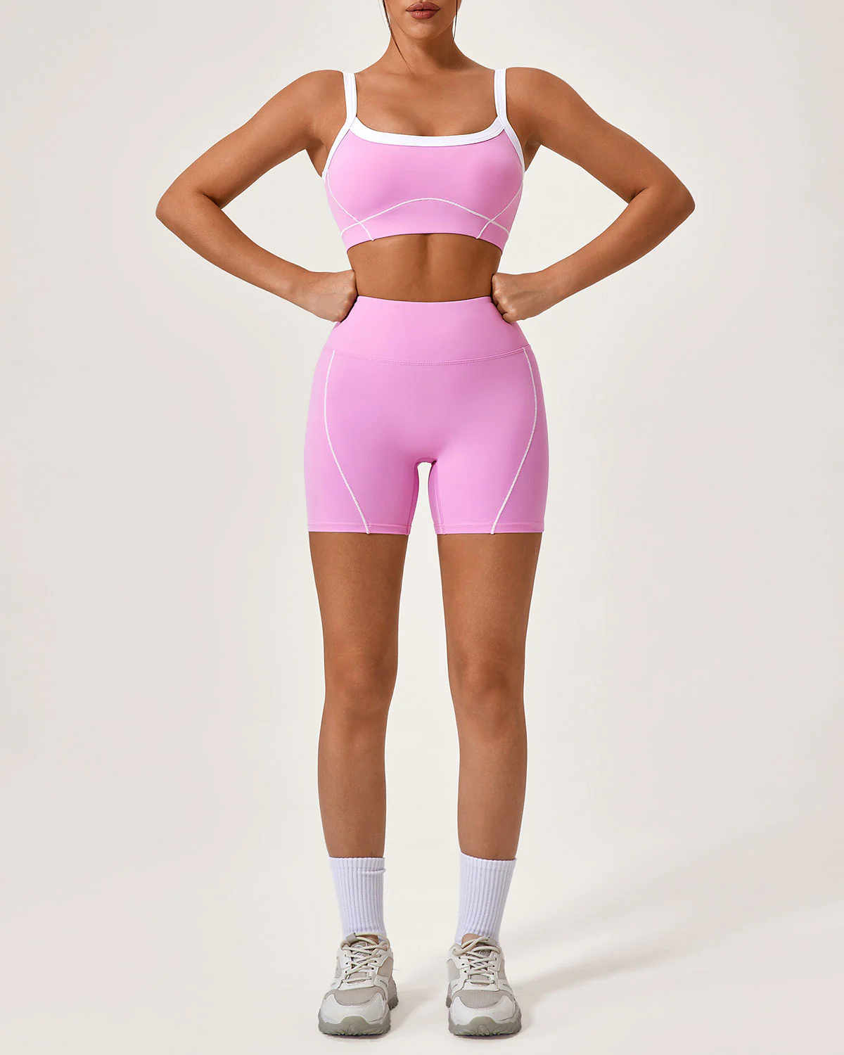 Pink Contrast Yoga Tank Top - Image 3