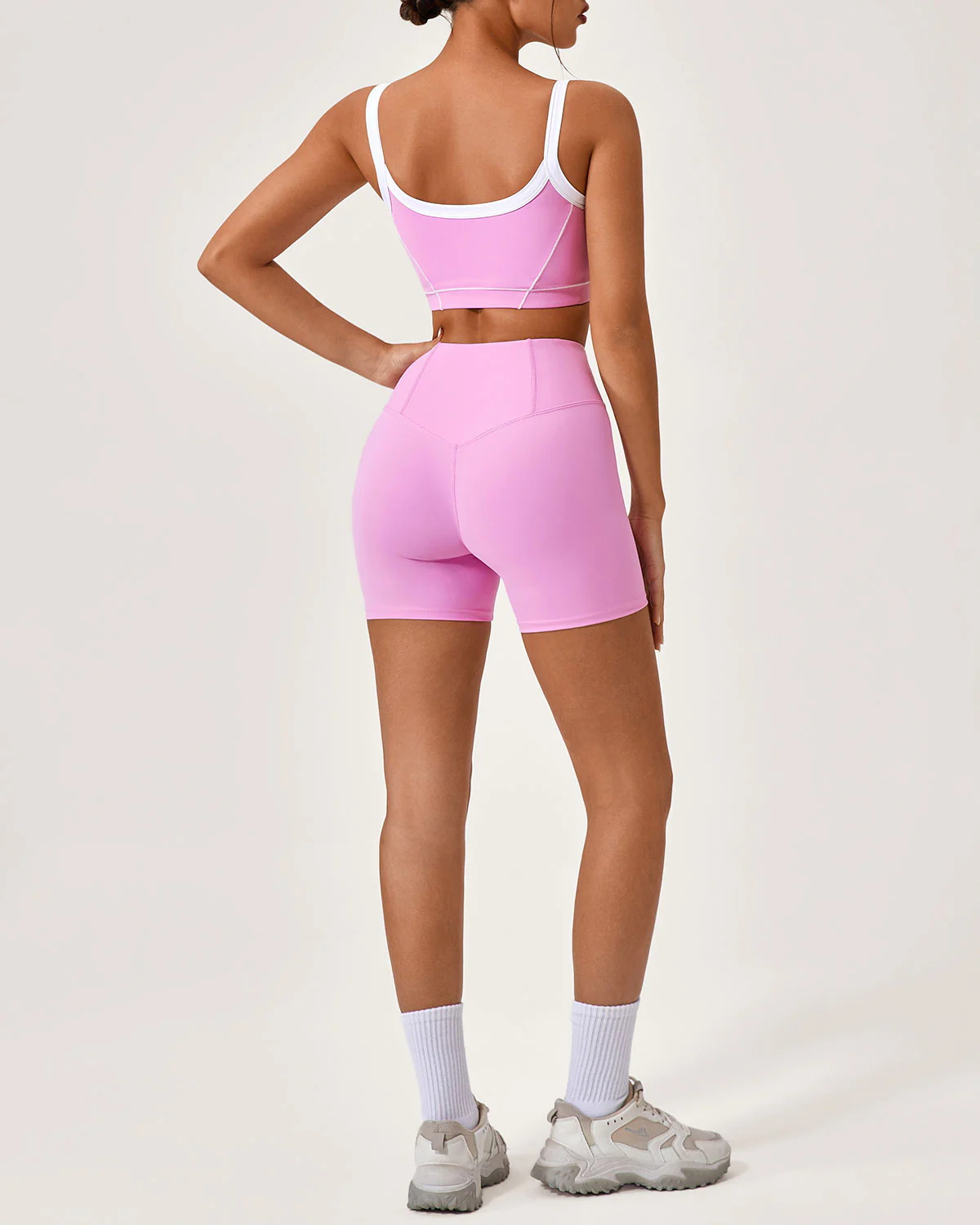 Pink Contrast Yoga Tank Top - Image 4