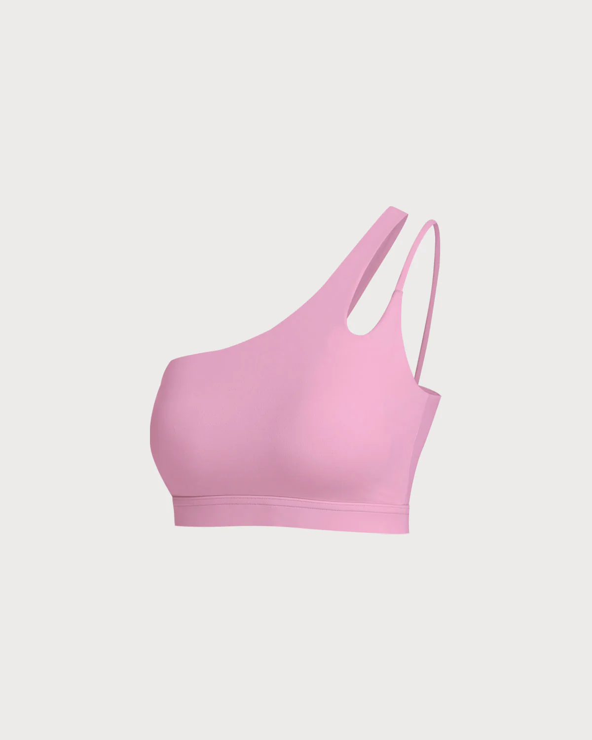 Pink Cropped One Shoulder Yoga Cami Top - Light Support - Image 6