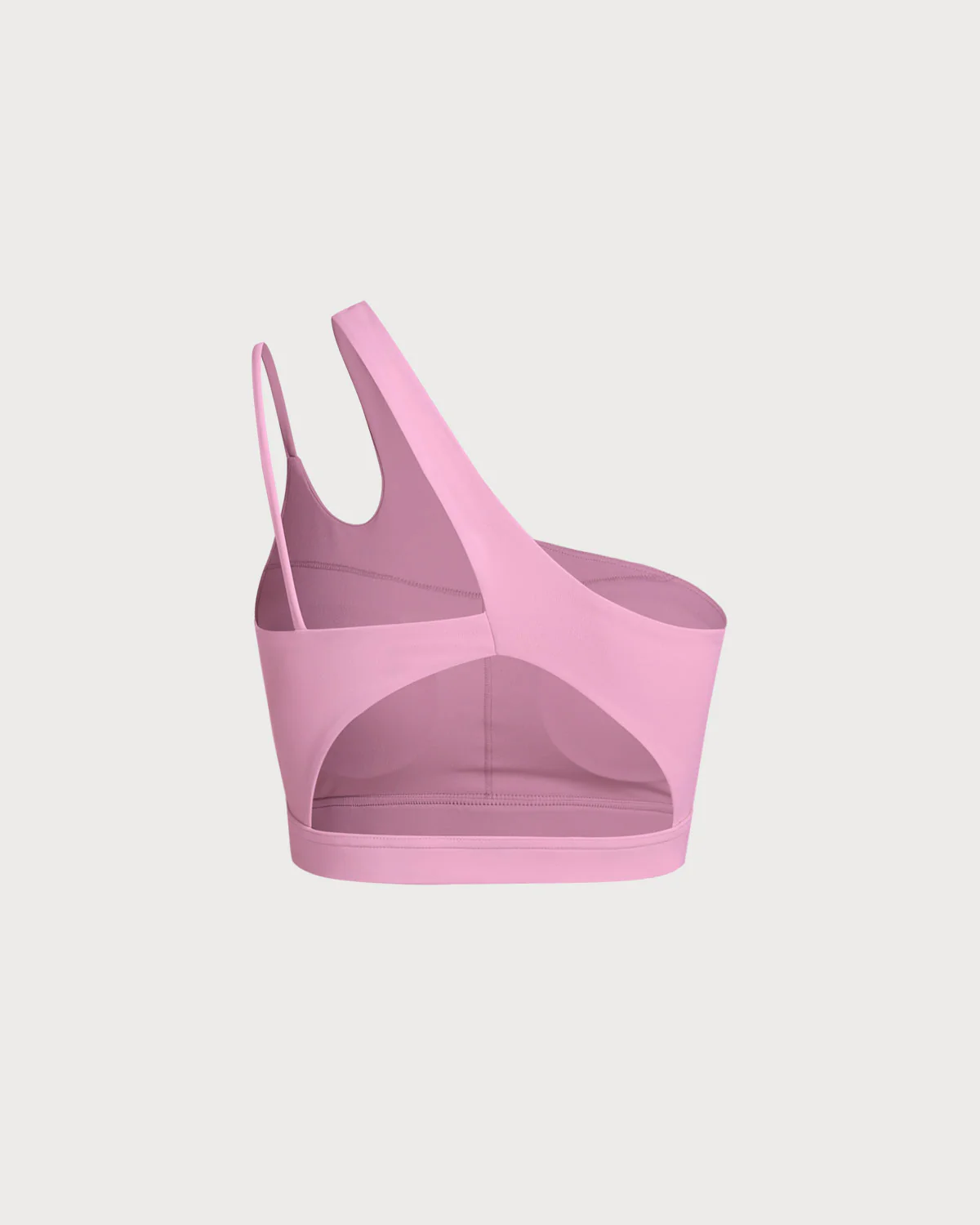 Pink Cropped One Shoulder Yoga Cami Top - Light Support - Image 7