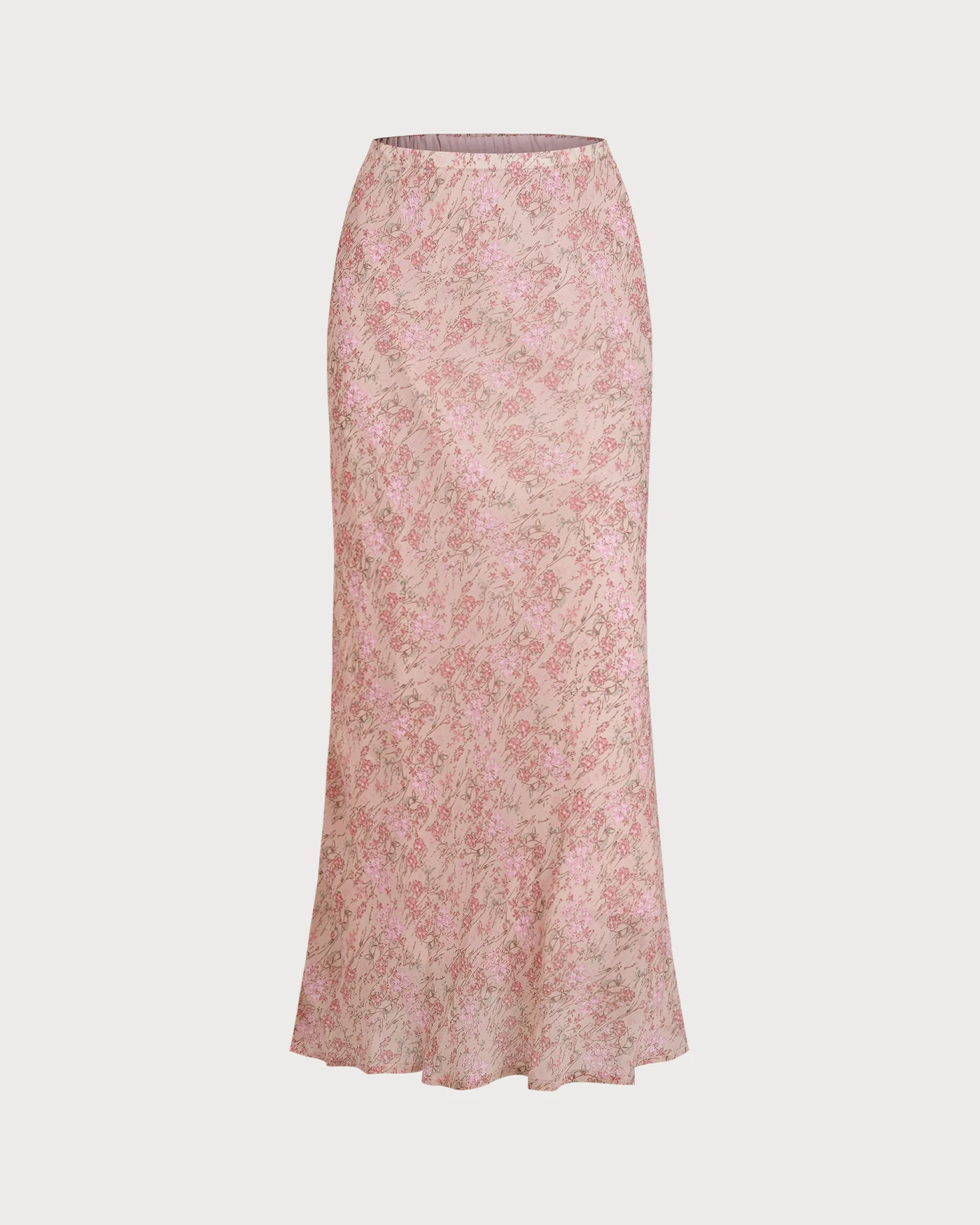 Pink Elastic Waist Floral Skirt - Image 3
