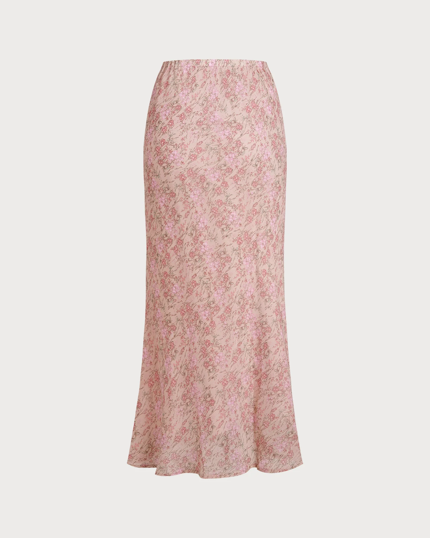 Pink Elastic Waist Floral Skirt - Image 4