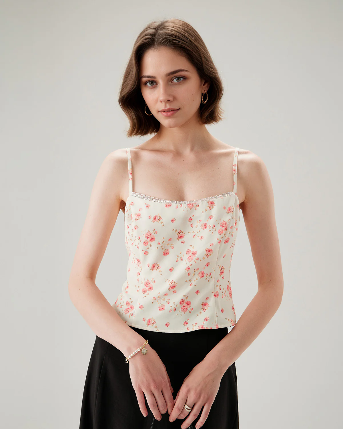 Pink Floral Cropped Cami Top - Image 4