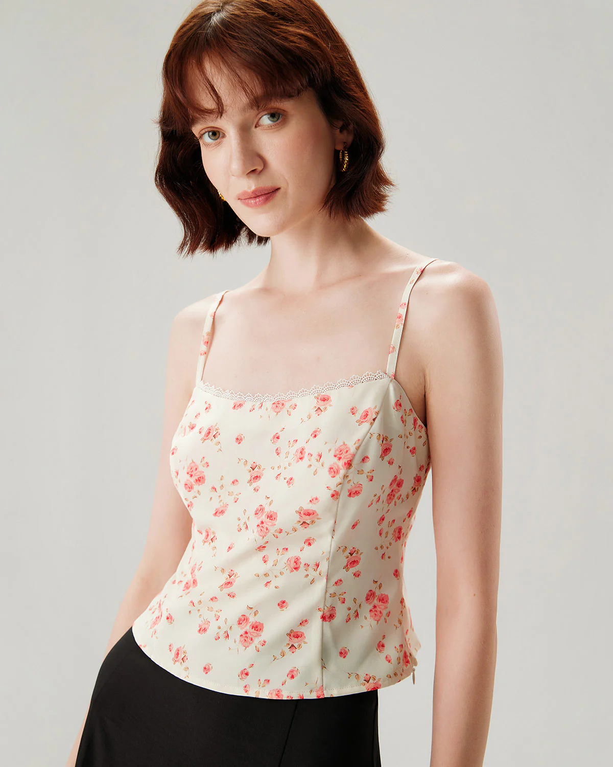Pink Floral Cropped Cami Top - Image 6