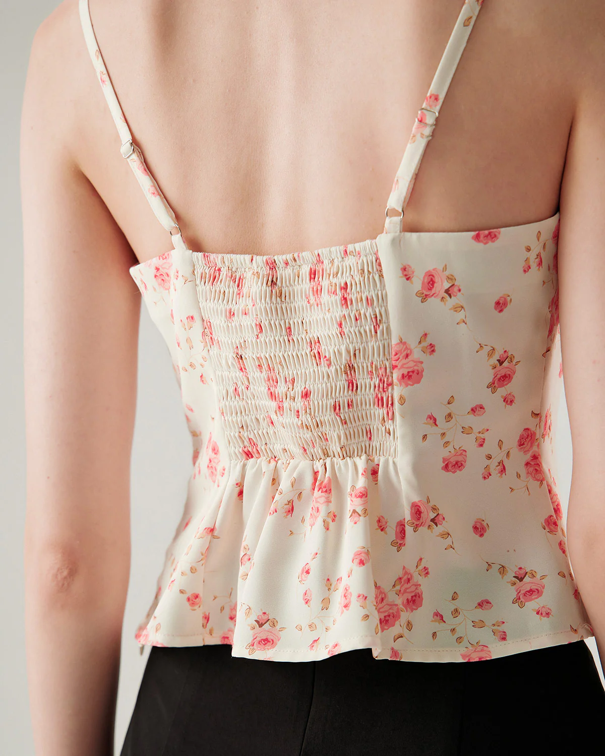 Pink Floral Cropped Cami Top - Image 7