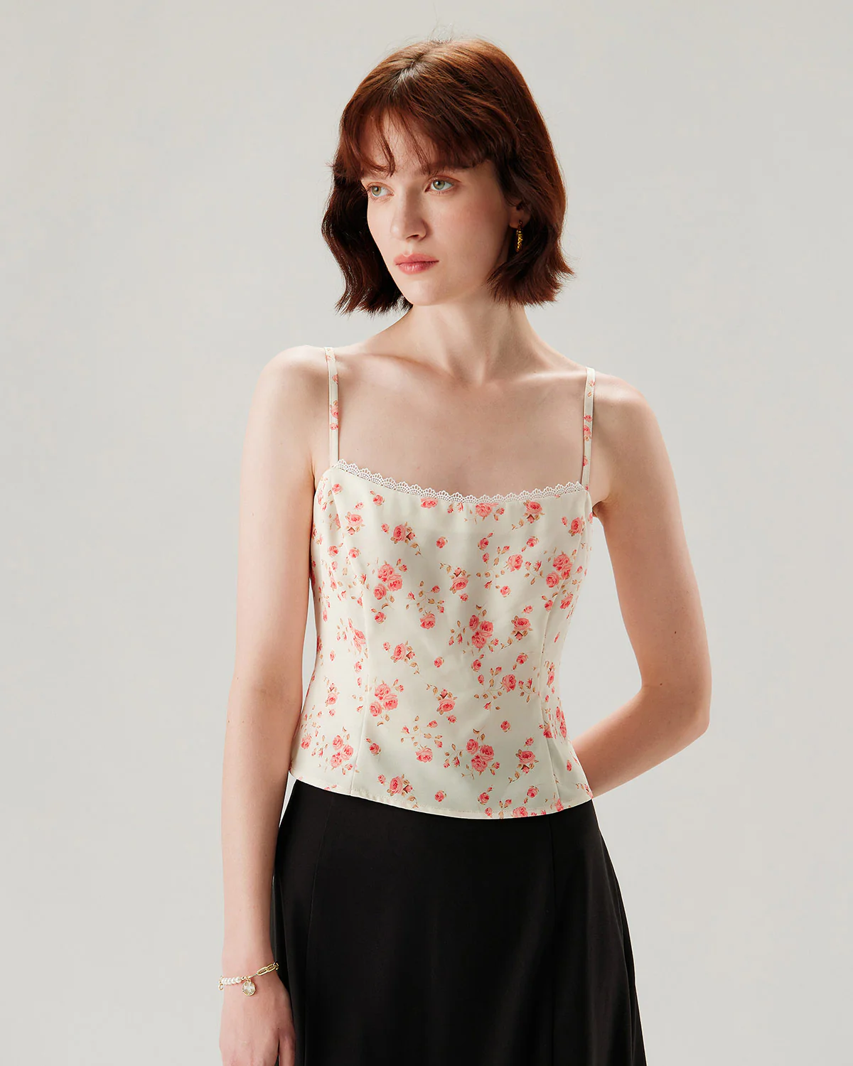 Pink Floral Cropped Cami Top - Image 8