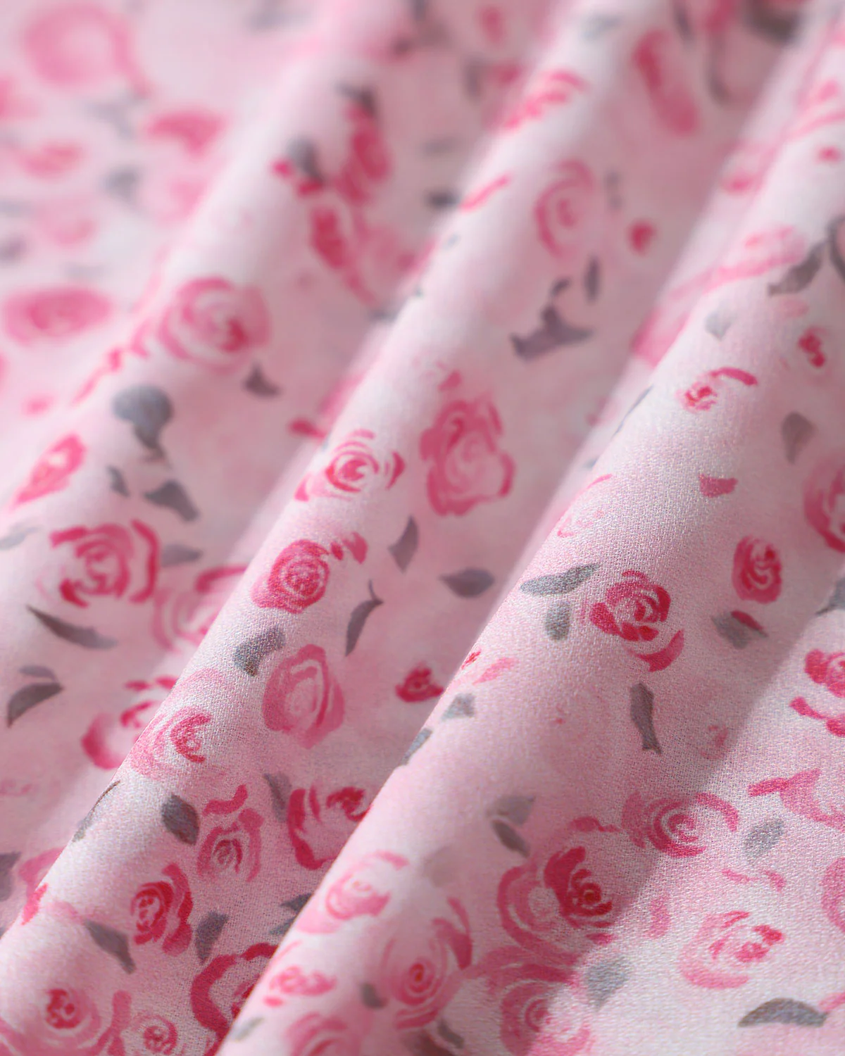 Pink Floral Round Neck Pleated Mini Dress - Image 7