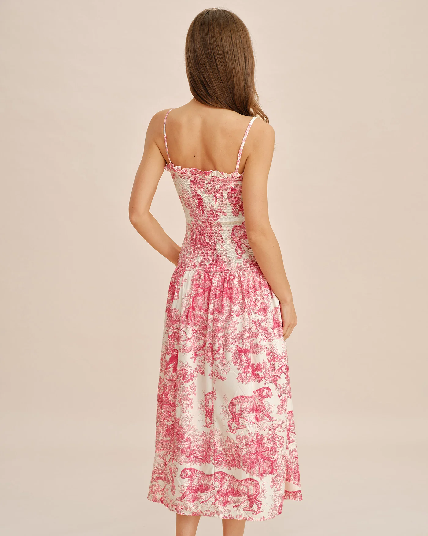 Pink Floral Shirred Slip Maxi Dress - Image 3