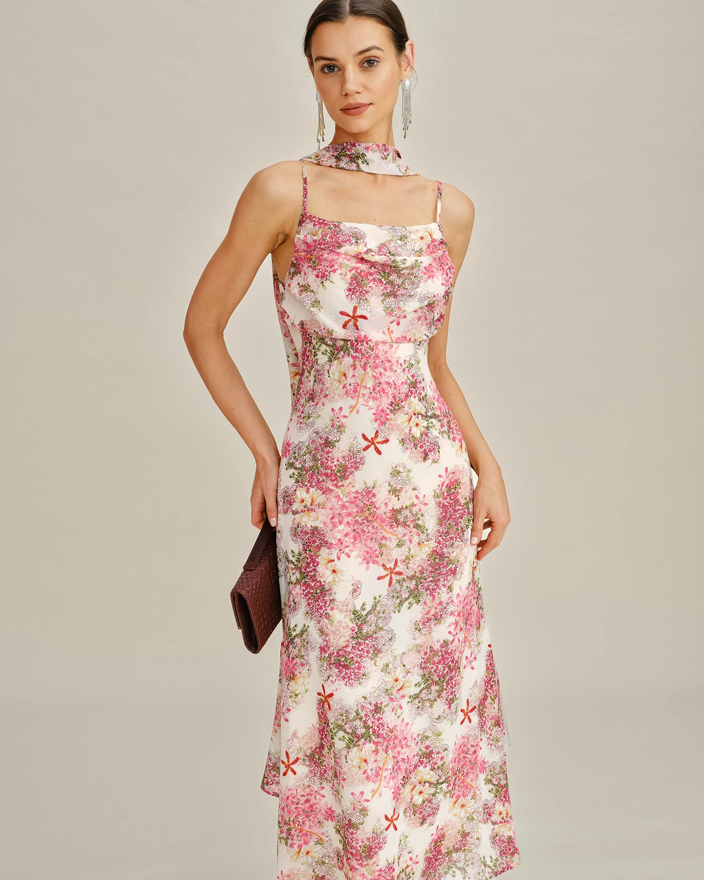 Pink Floral Slip Chiffon Maxi Dress - Image 3