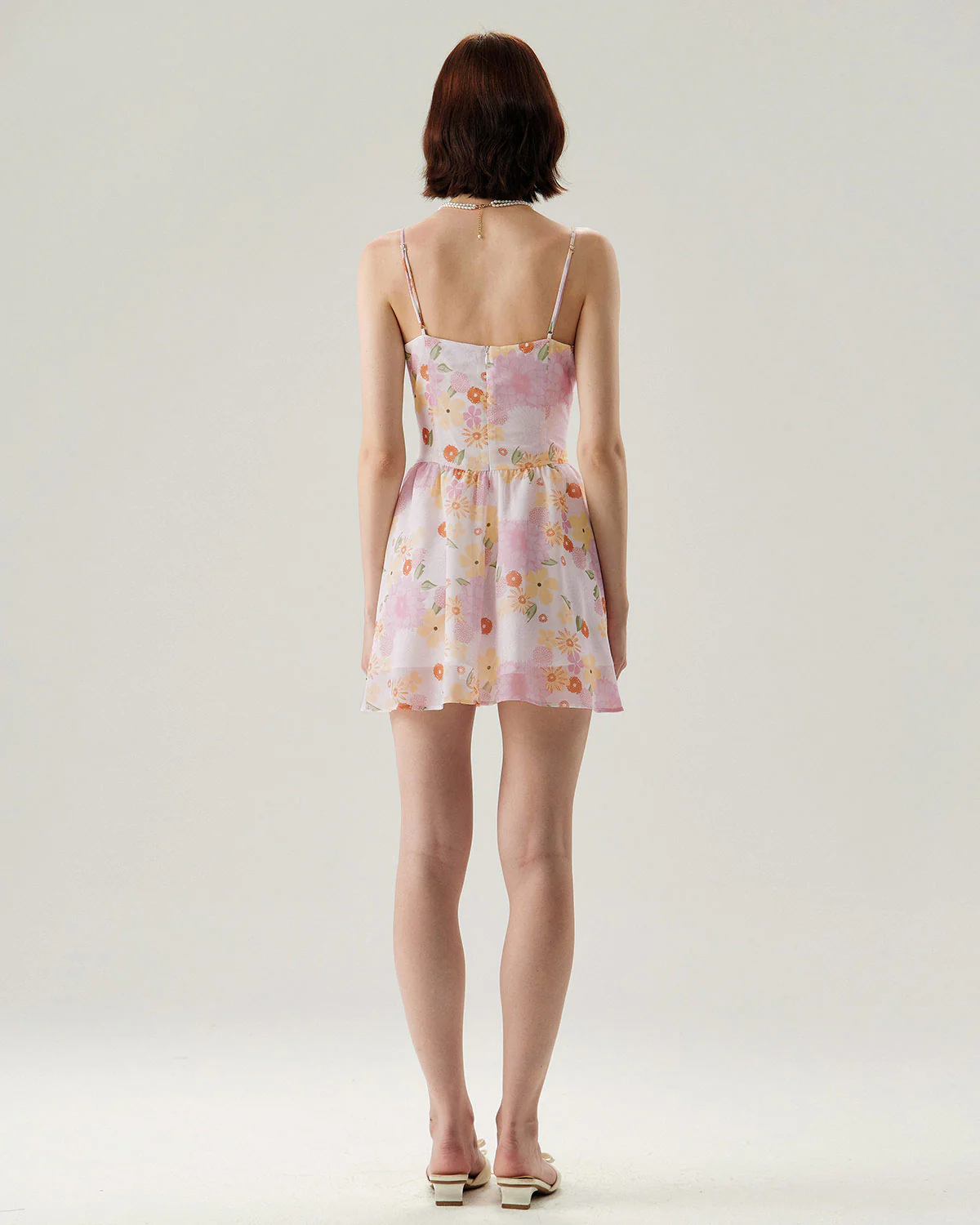Pink Floral Sweetheart Neck Slip Mini Dress - Image 11
