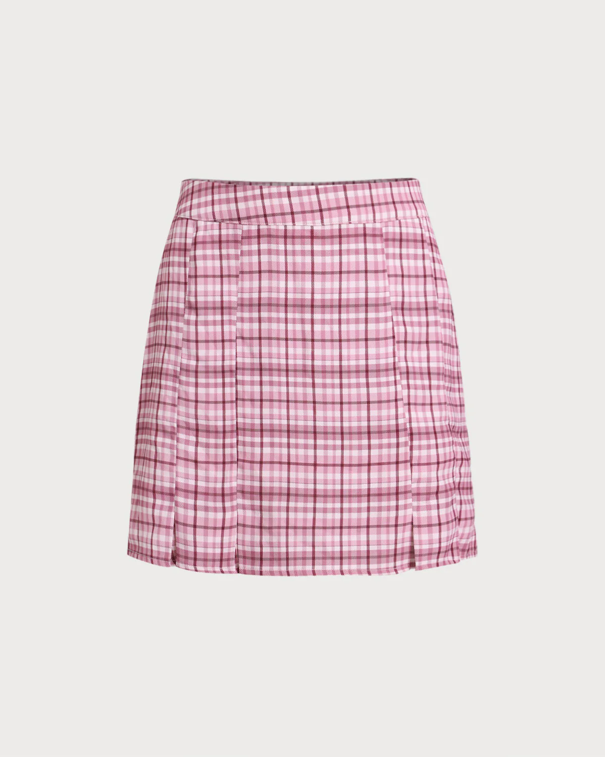 Pink Plaid Straight Mini Skirt - Image 6
