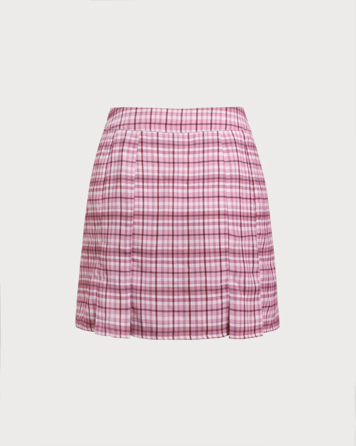 Pink Plaid Straight Mini Skirt - Image 7