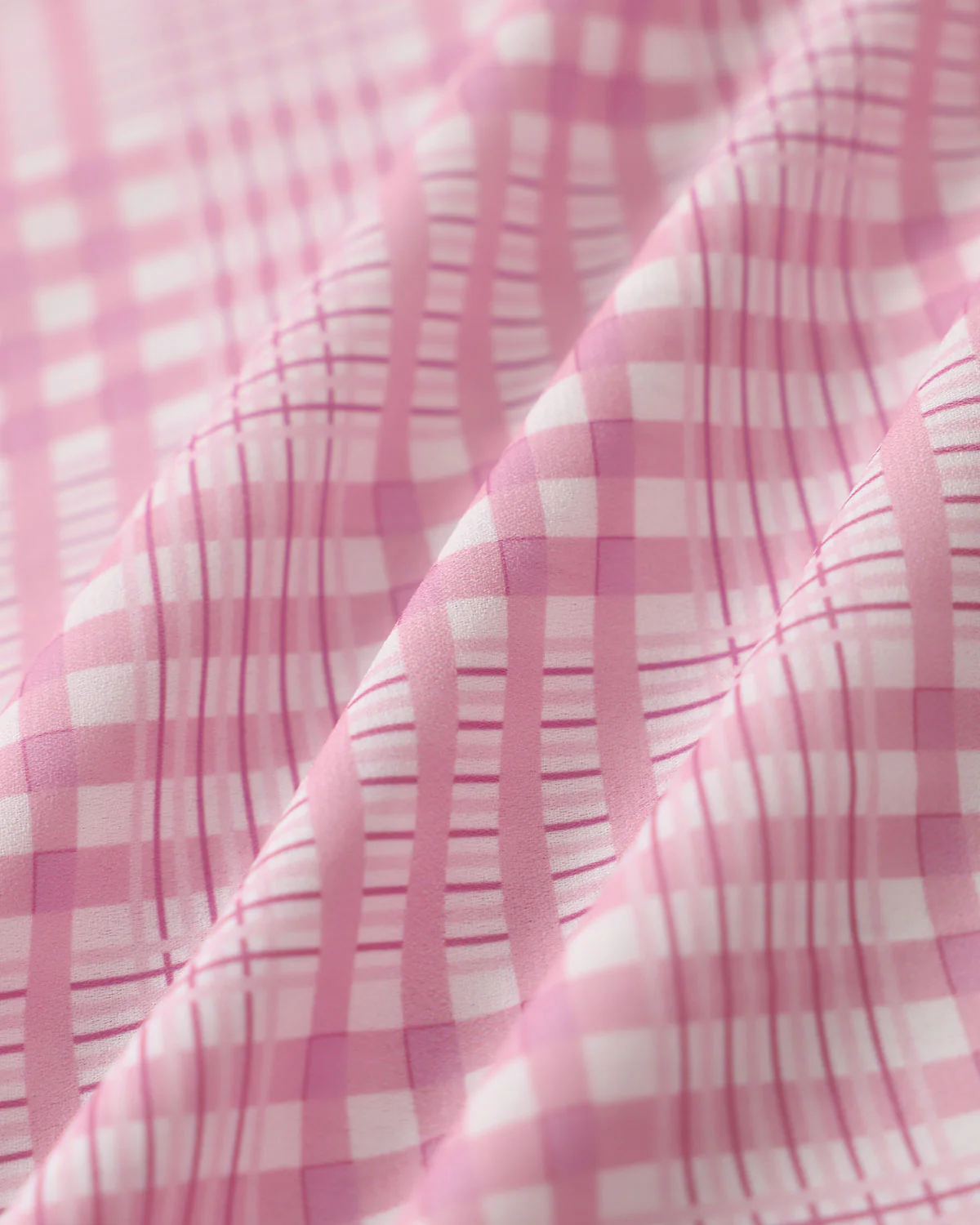 Pink Plaid V-Neck Midi Dress - Image 7