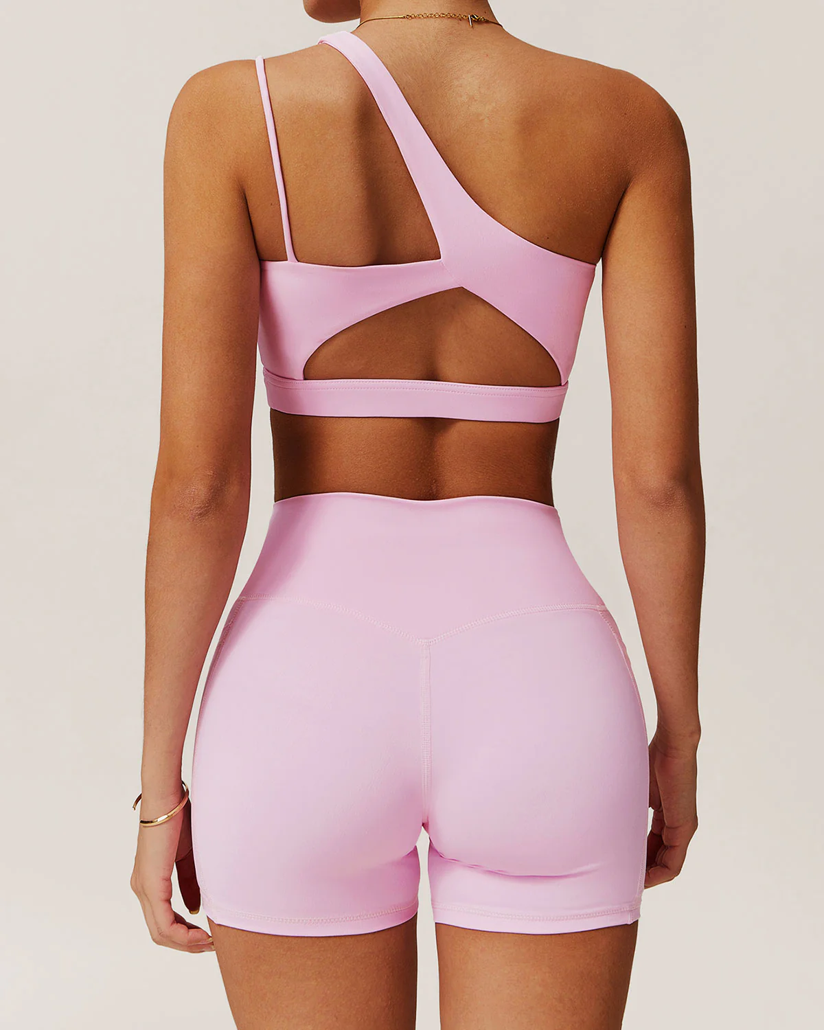Pink Pocket High Waisted Yoga Shorts - Image 3