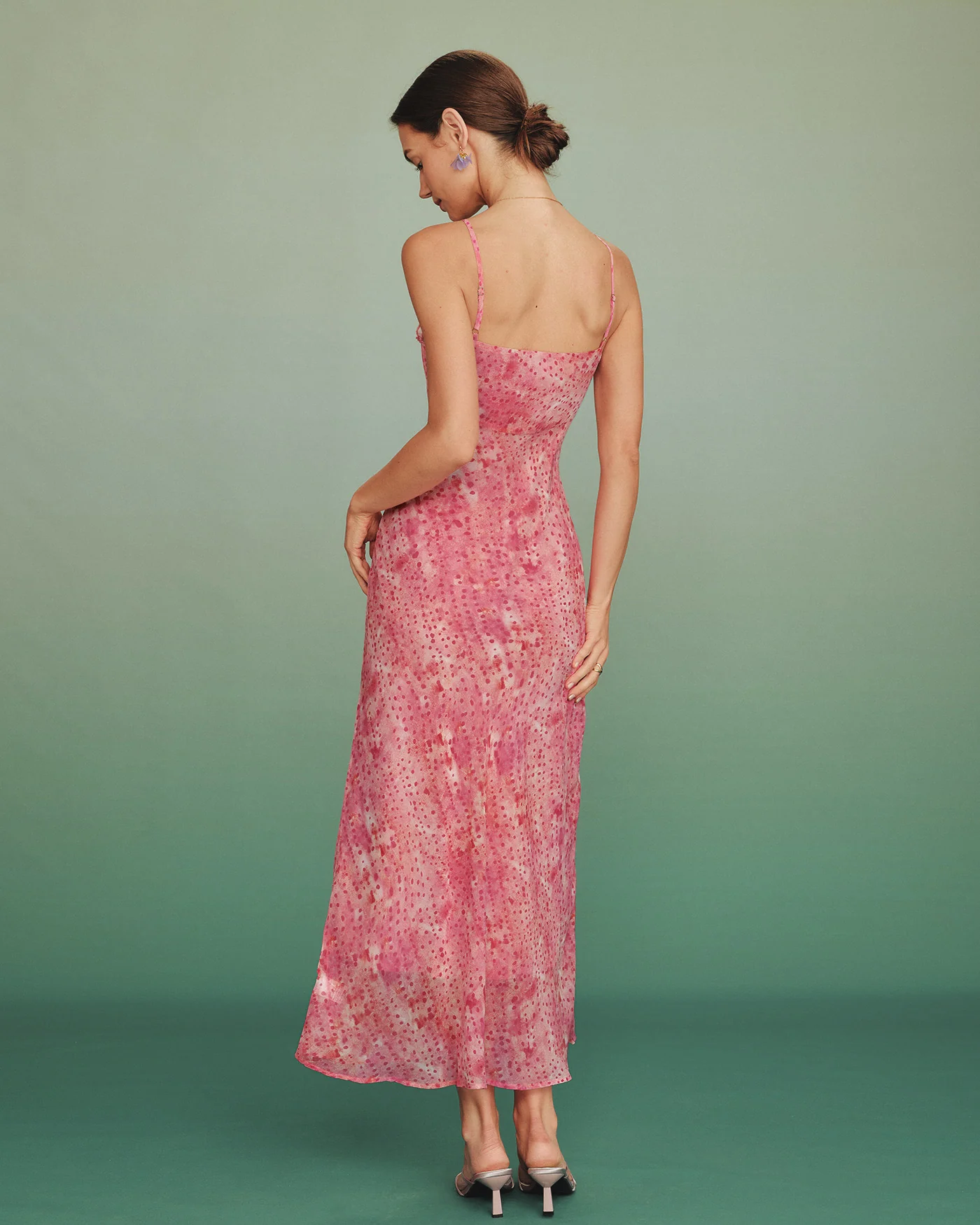 Pink Polka Dot Slip Maxi Dress - Image 5
