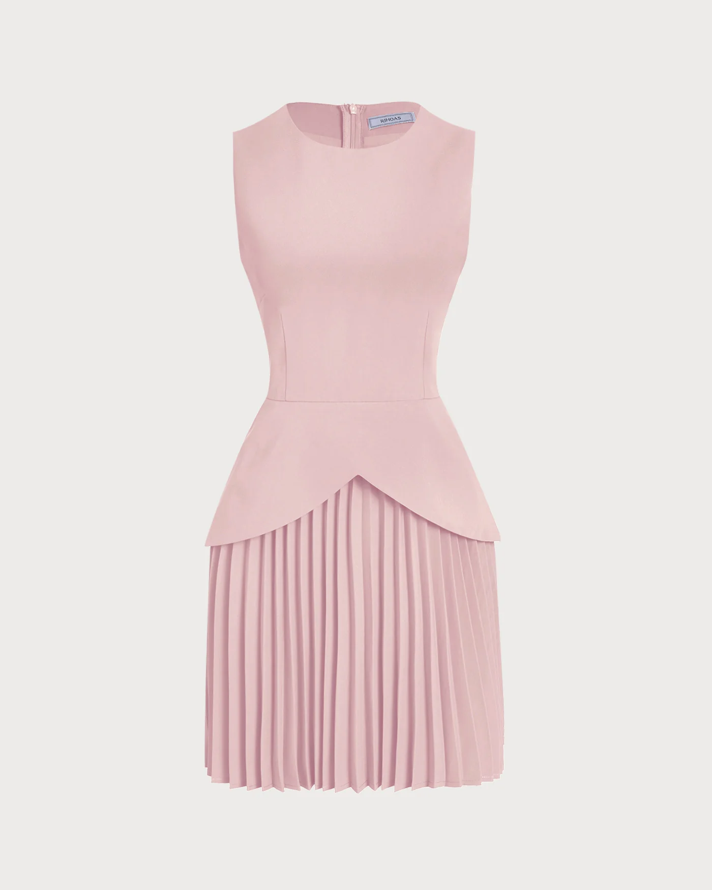 Pink Round Neck Skater Mini Dress - Image 5