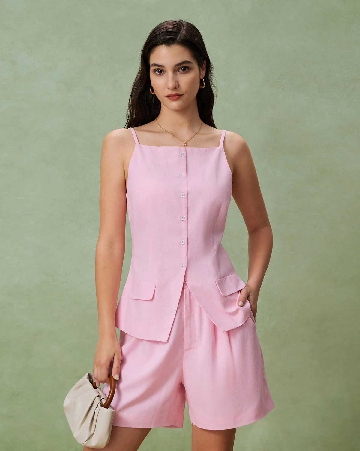 Pink Ruched Pocket Shorts - Image 3