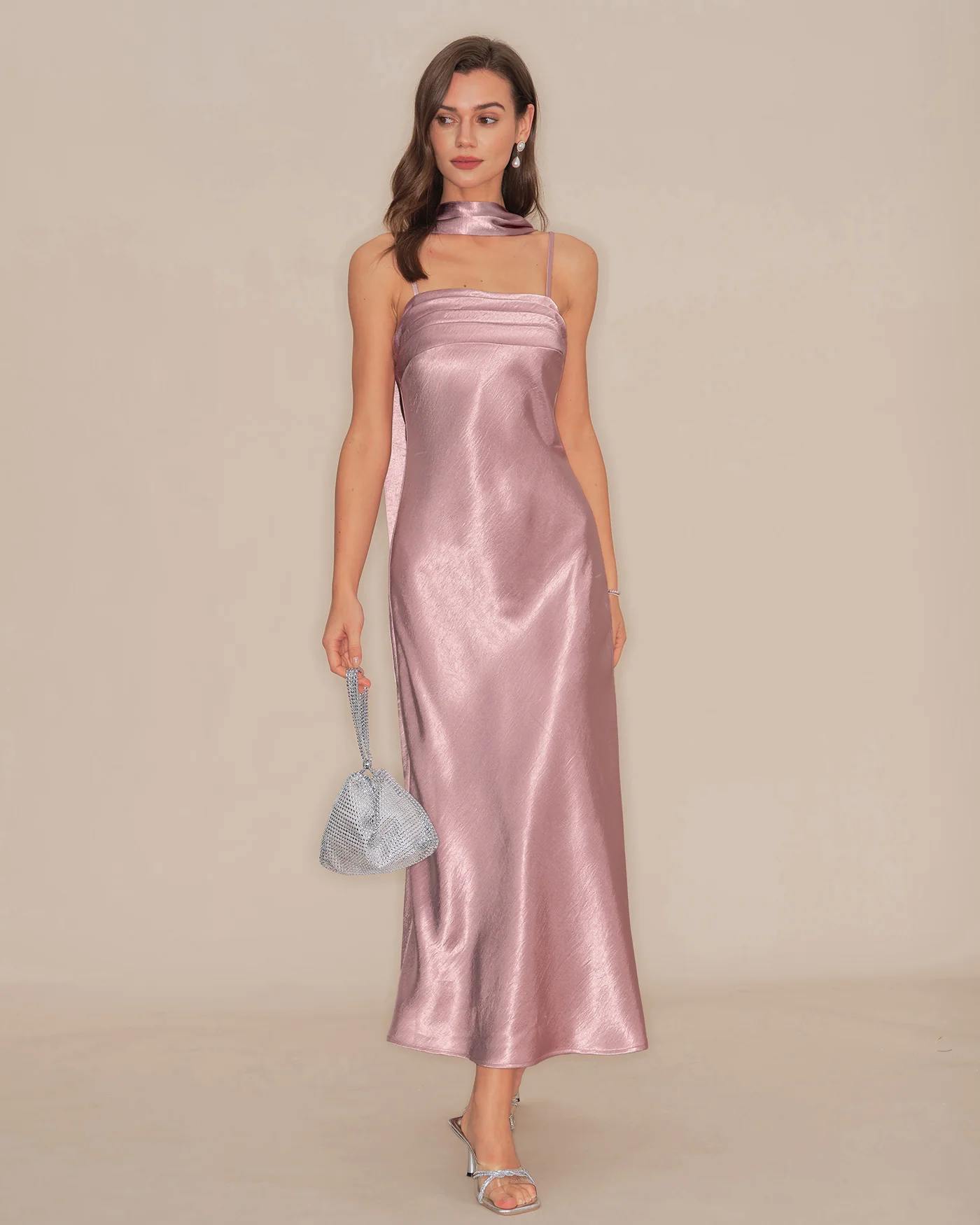 Pink Slip Mermaid Satin Maxi Dress - Image 4