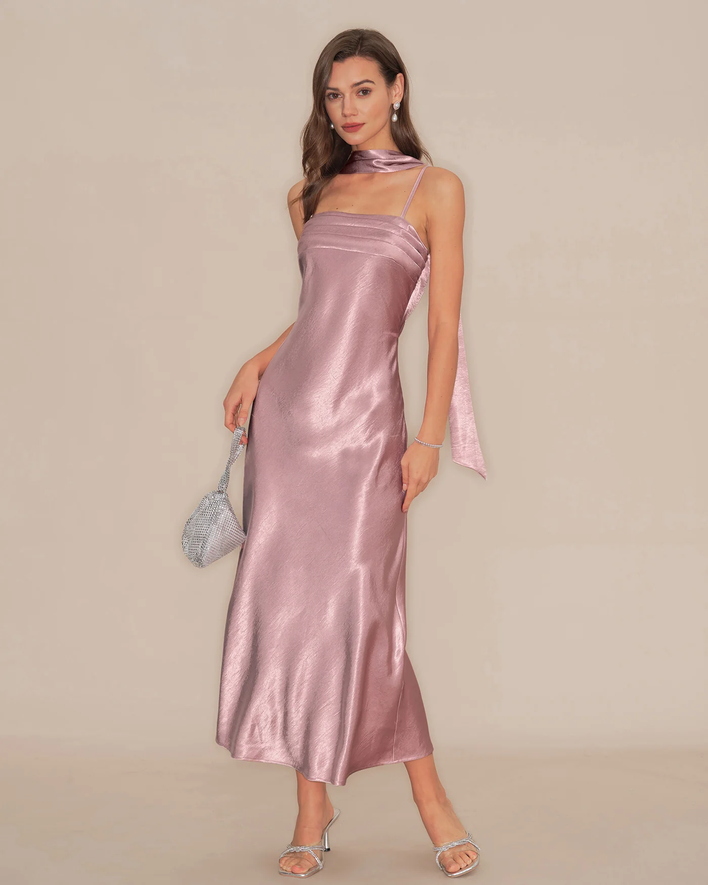 Pink Slip Mermaid Satin Maxi Dress - Image 5