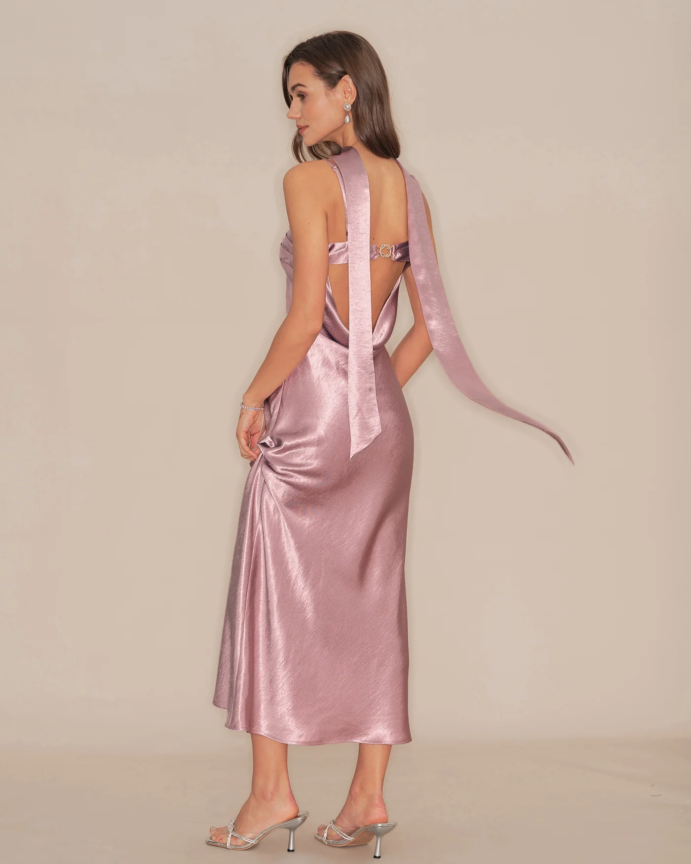 Pink Slip Mermaid Satin Maxi Dress - Image 6