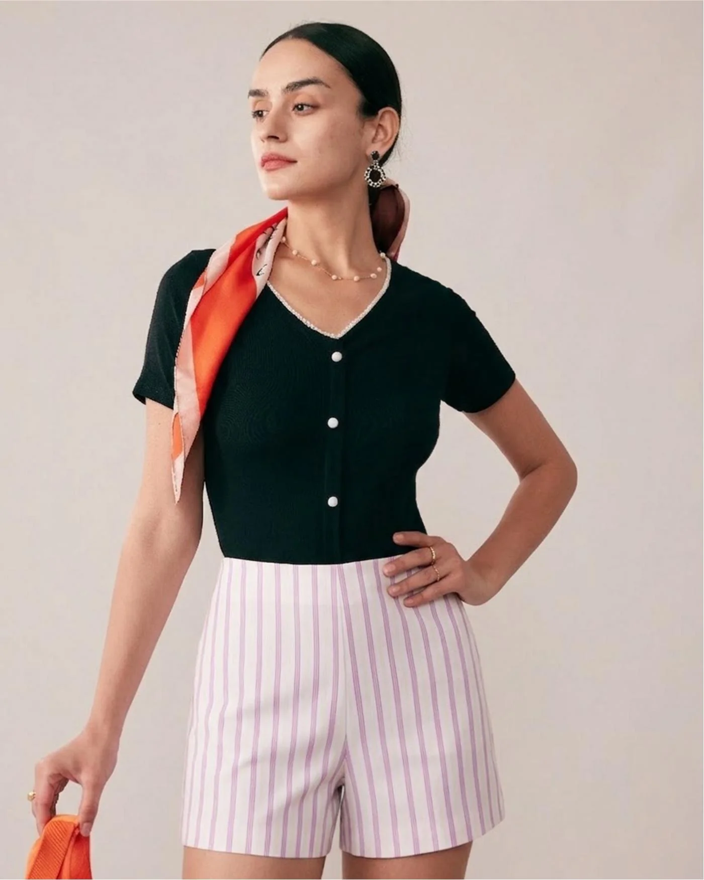 Pink Striped Pocket Shorts - Image 2