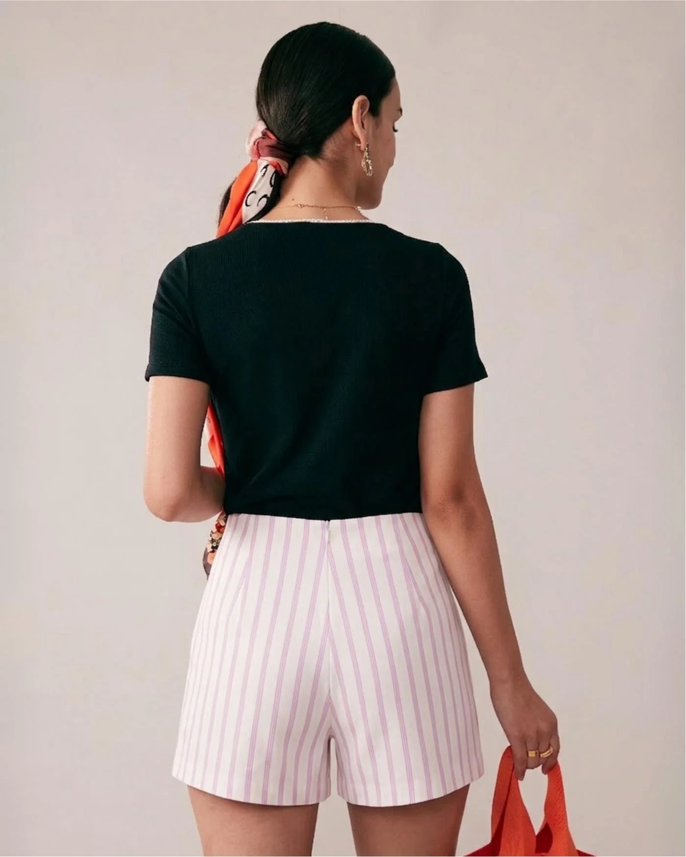 Pink Striped Pocket Shorts - Image 3