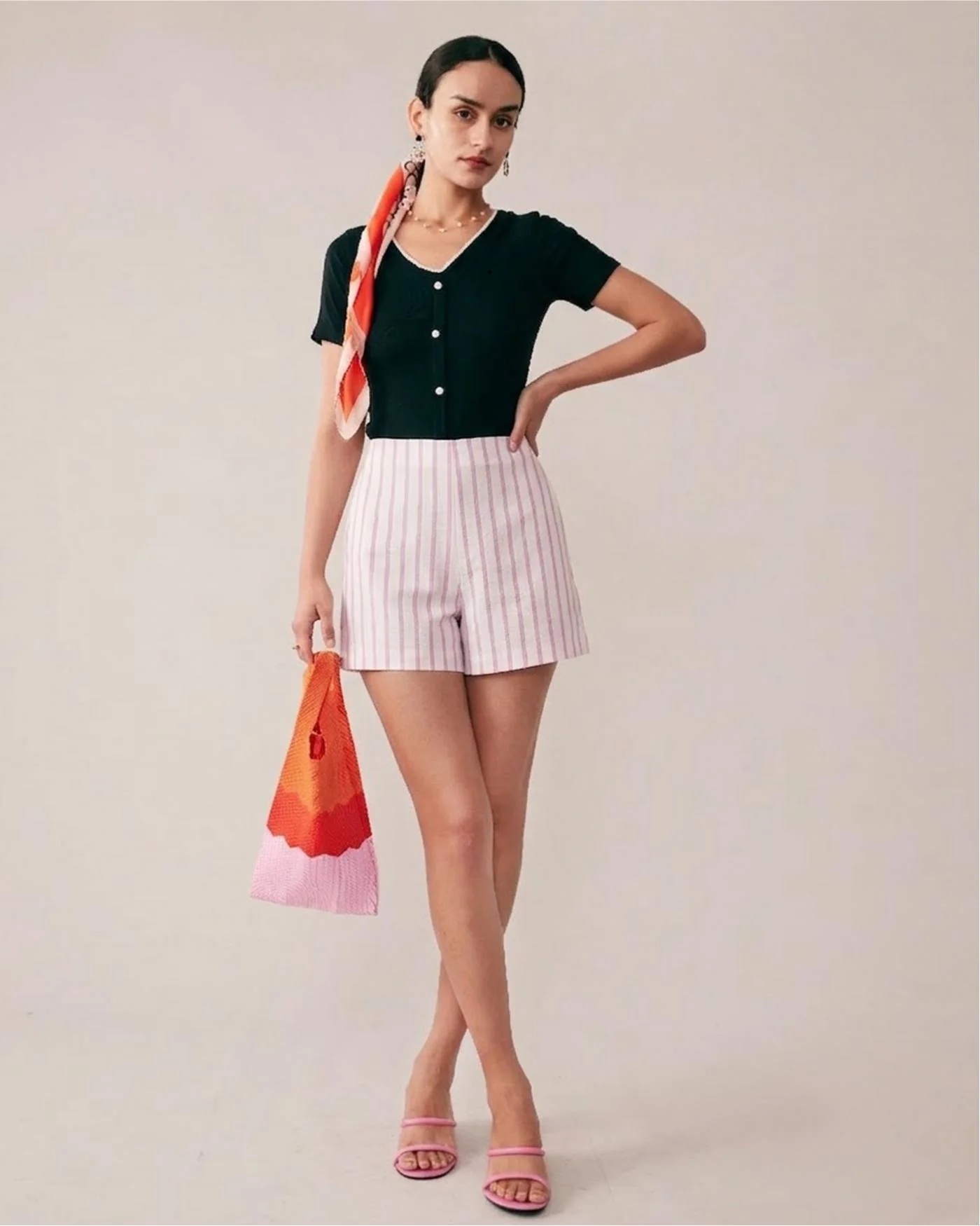 Pink Striped Pocket Shorts - Image 4