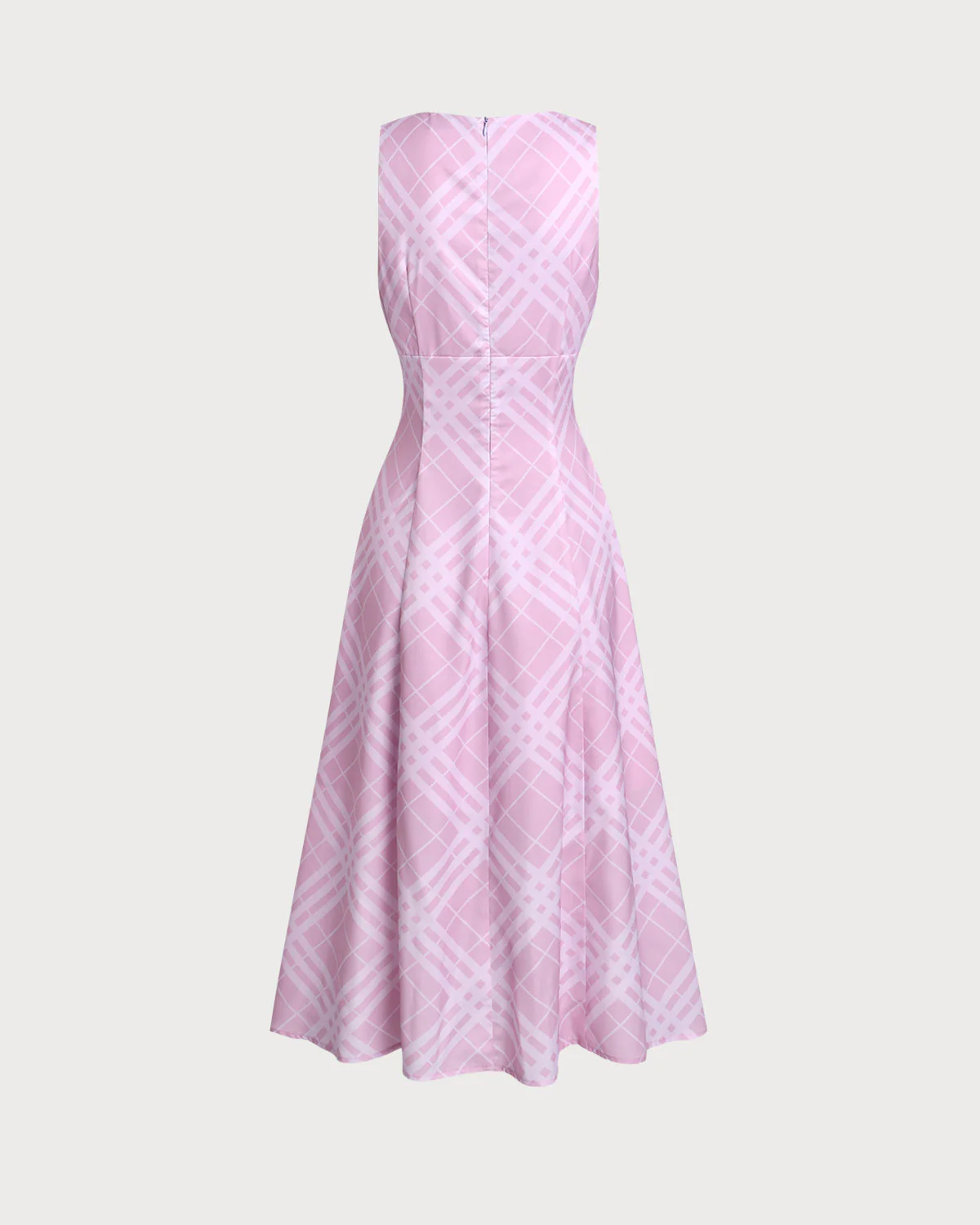 Pink Striped Sleeveless Midi Dress - Image 6