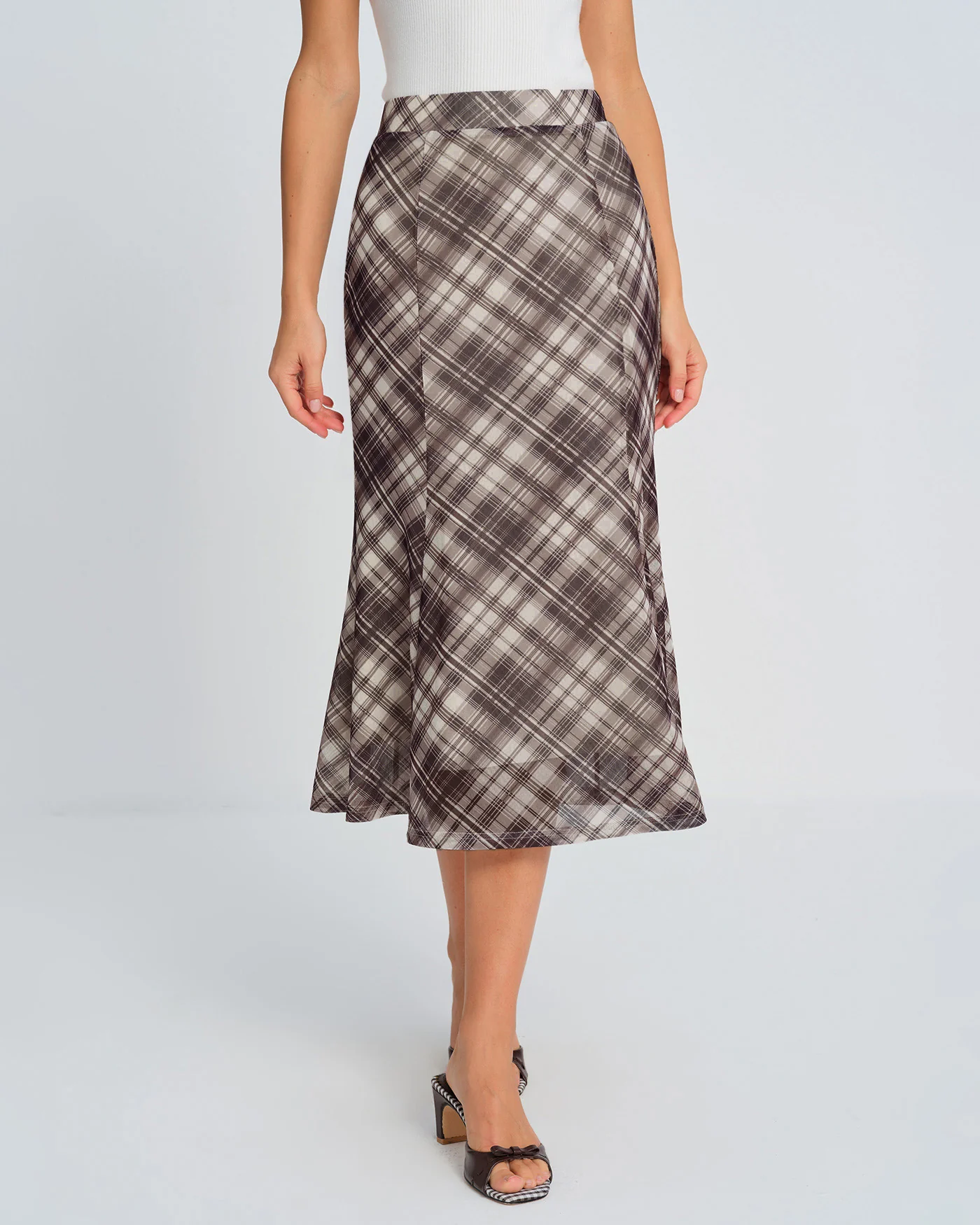 Plaid Mermaid Midi Skirt - Image 4