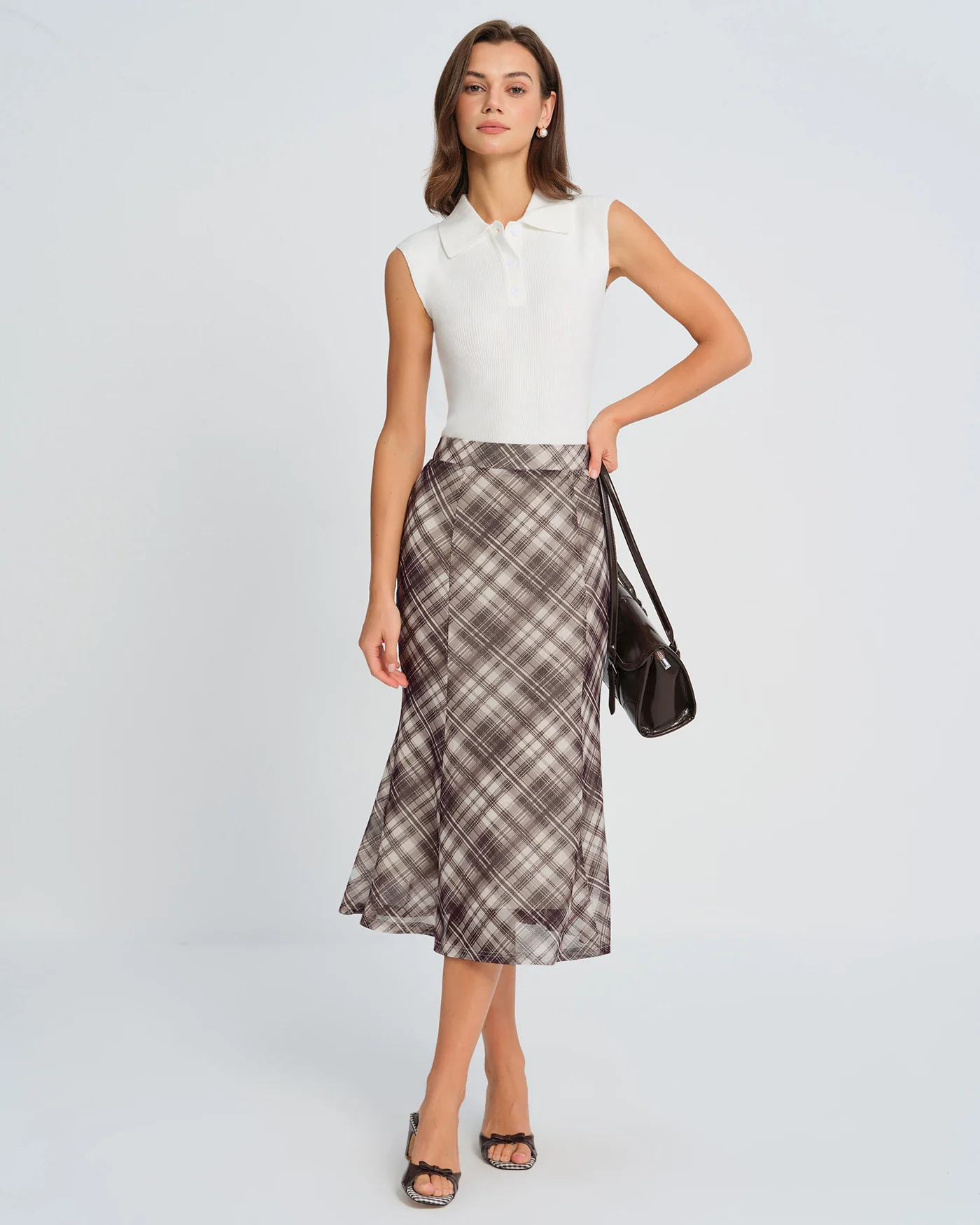 Plaid Mermaid Midi Skirt - Image 6