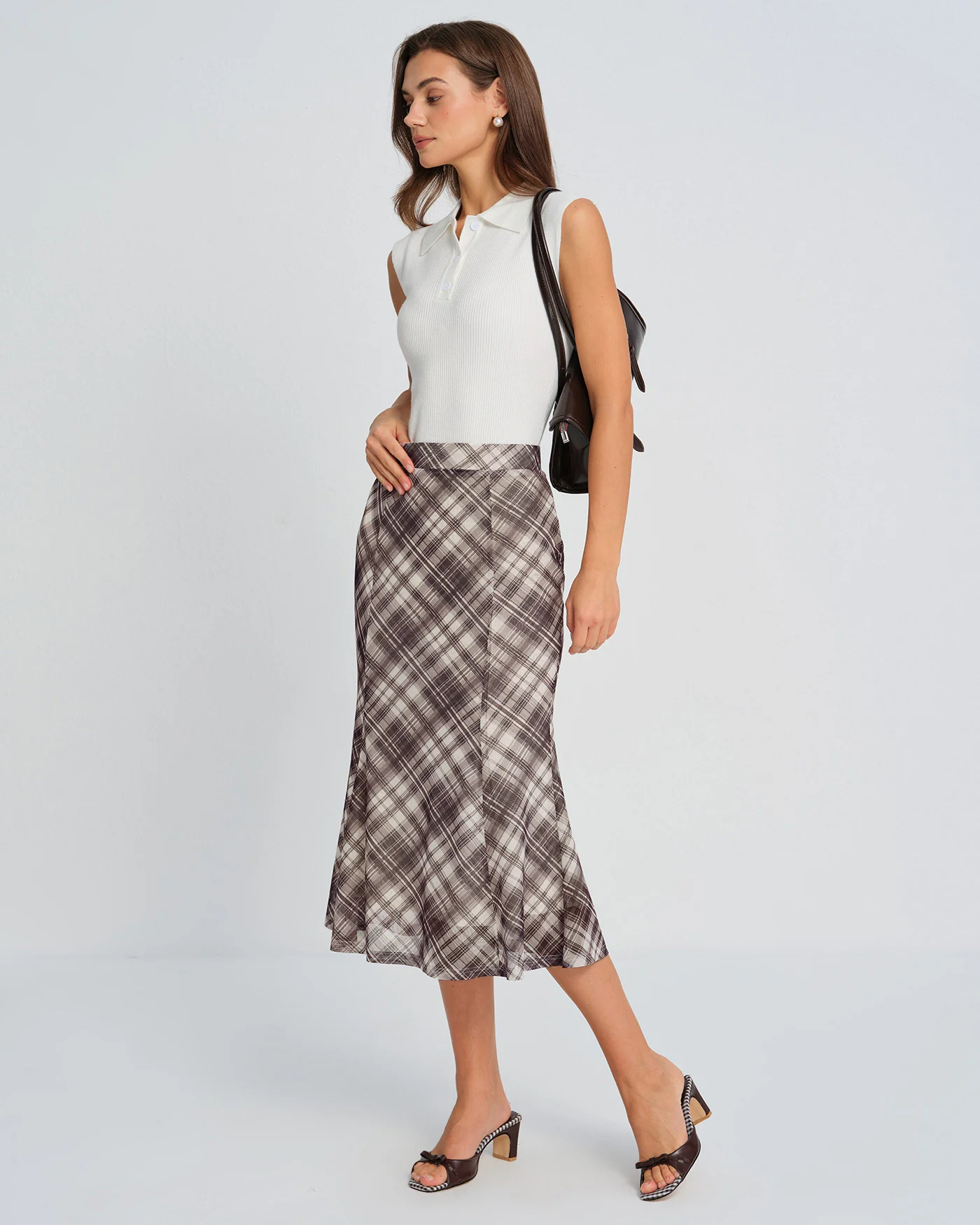 Plaid Mermaid Midi Skirt - Image 7