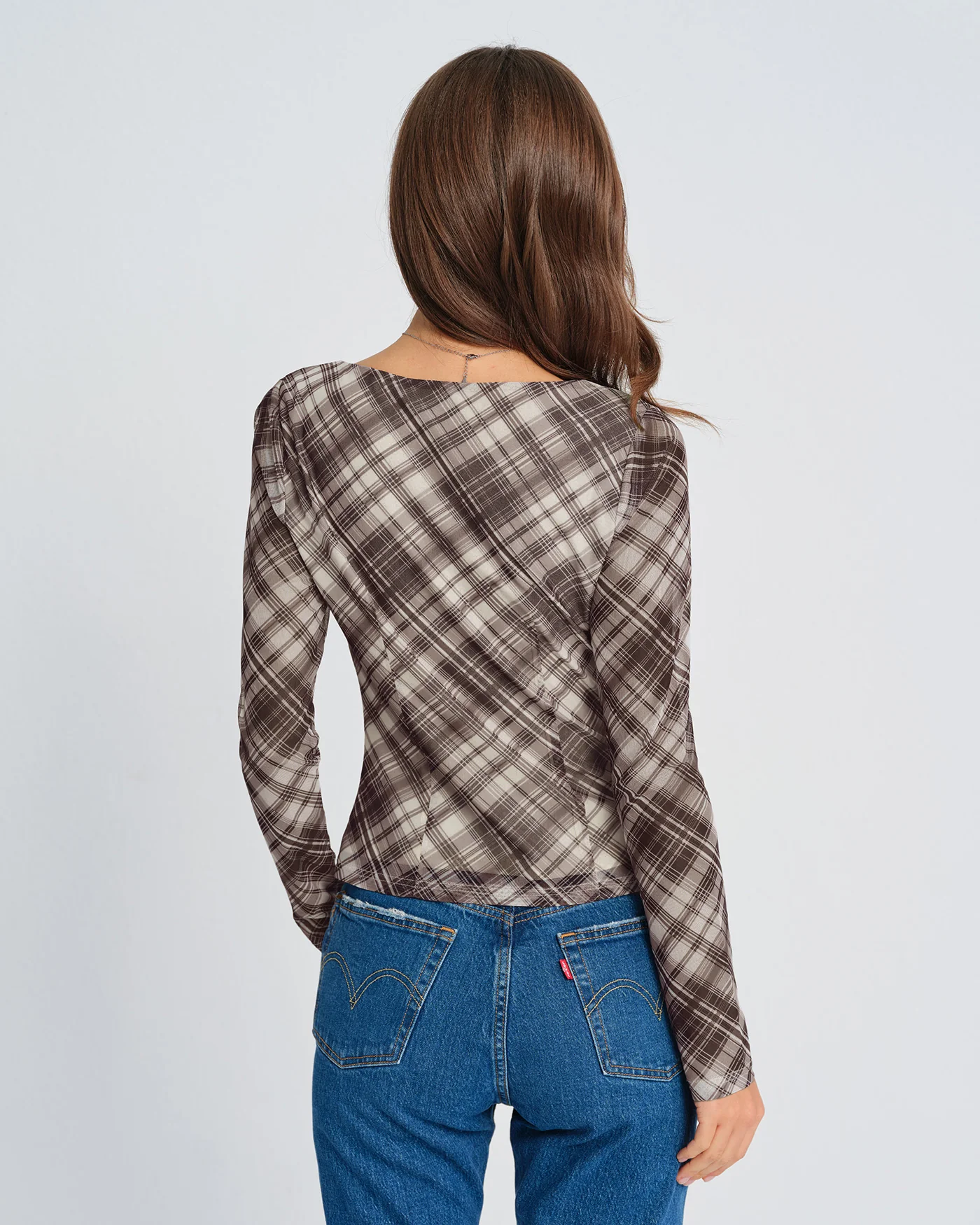 Plaid See Through Tee - Image 3