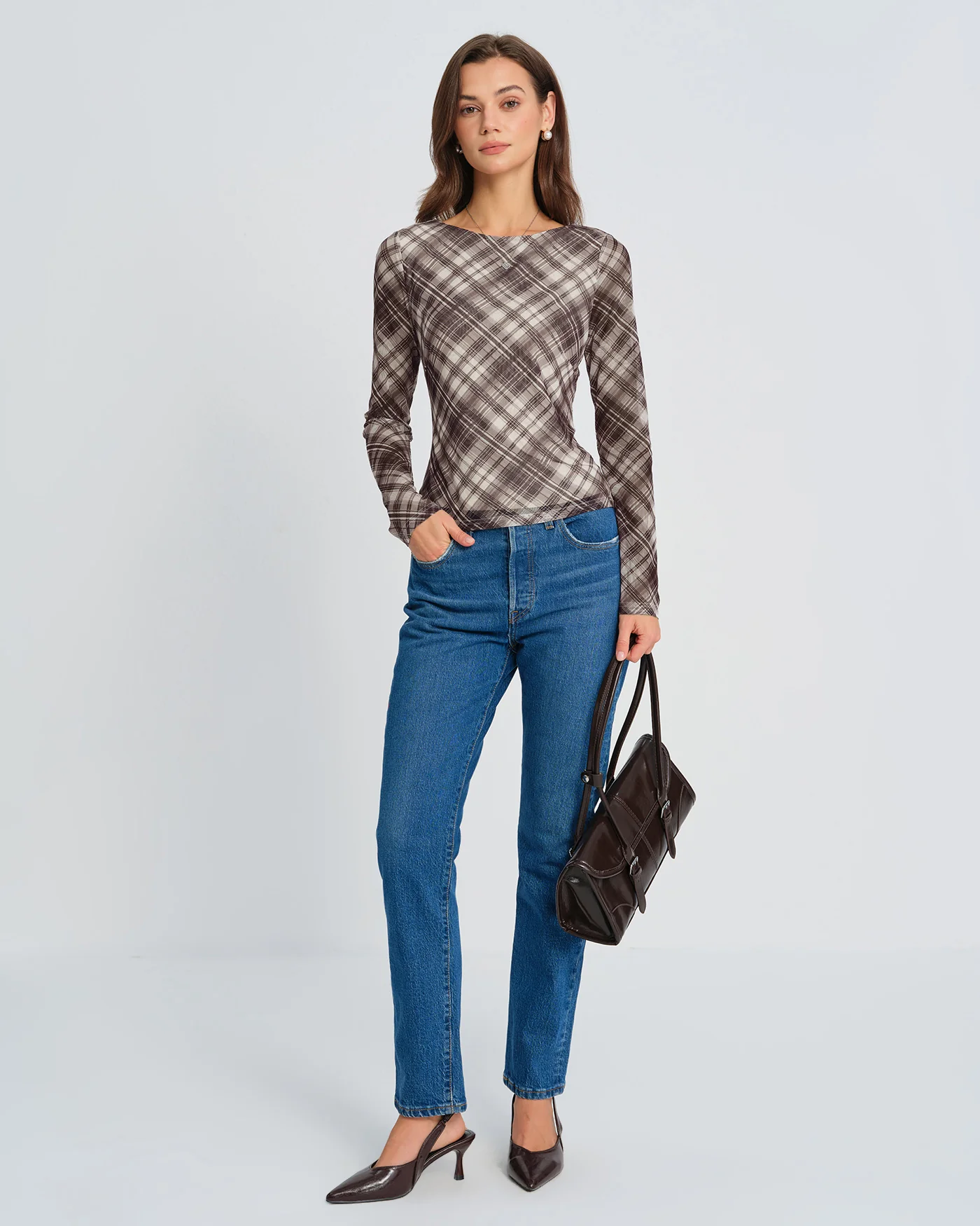 Plaid See Through Tee - Image 4