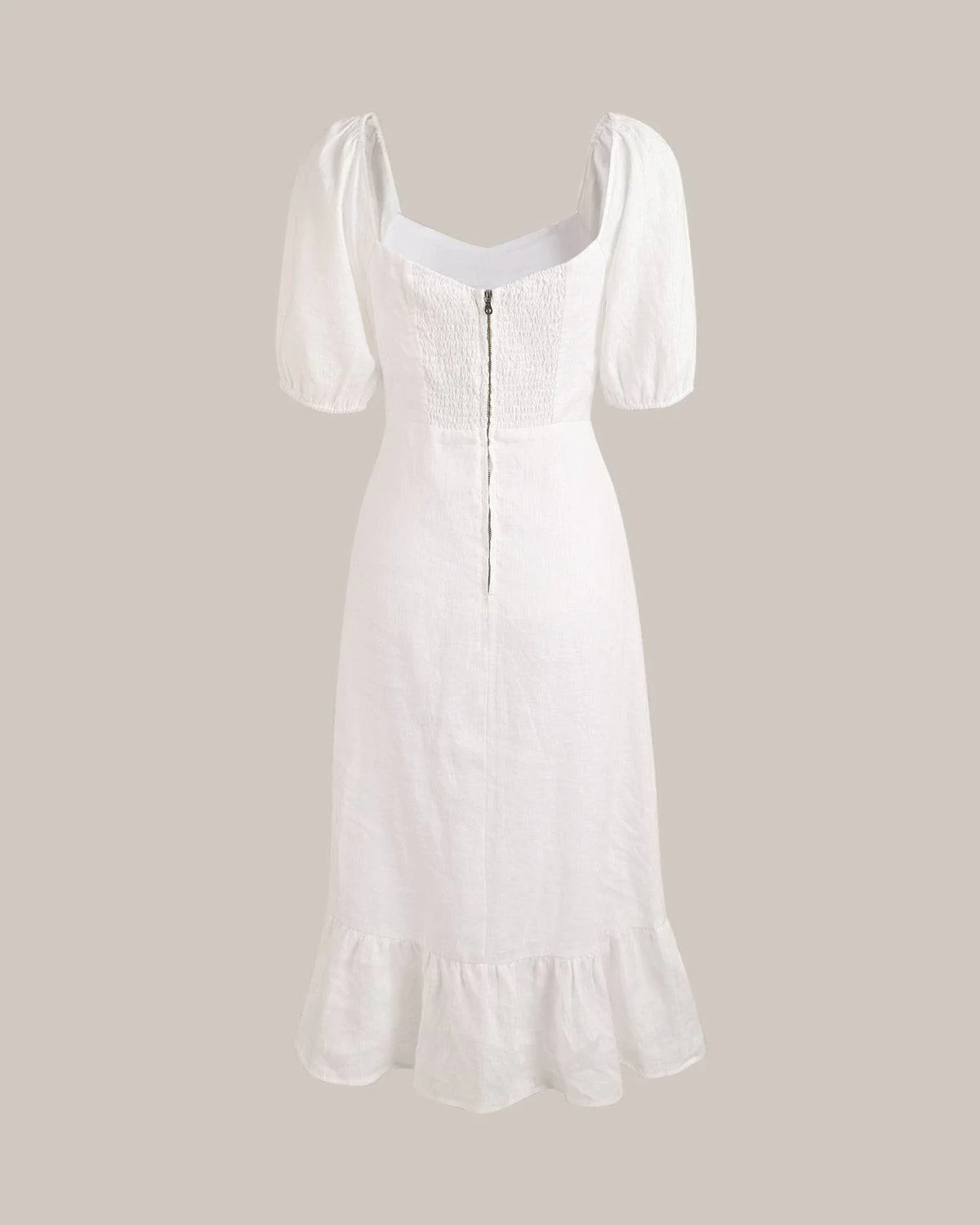 Puff Sleeve Split Hem Midi Dress - Image 4