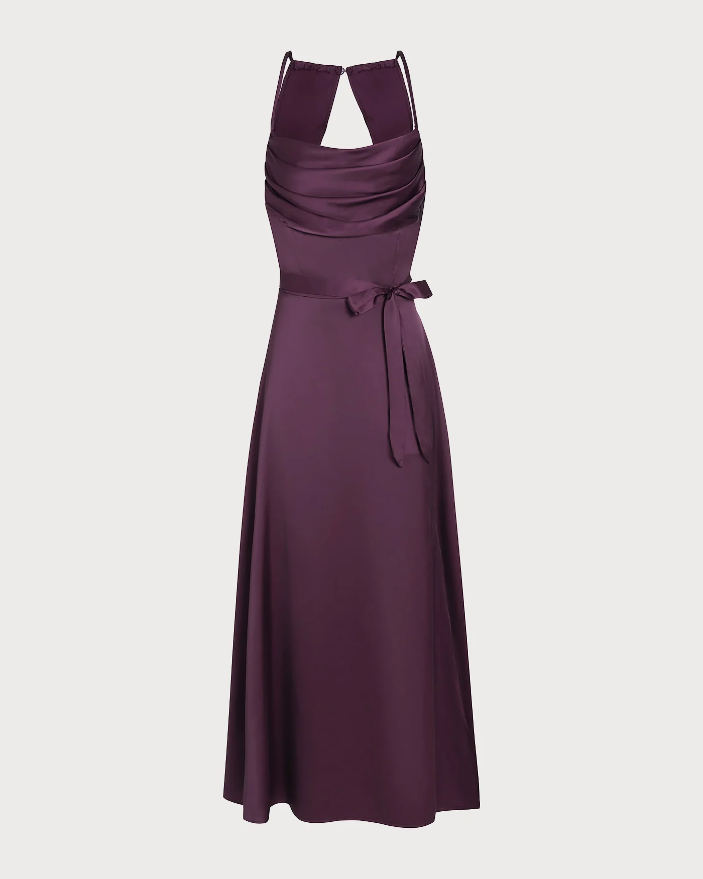 Purple Cowl Neck Satin Maxi Dress - Image 6