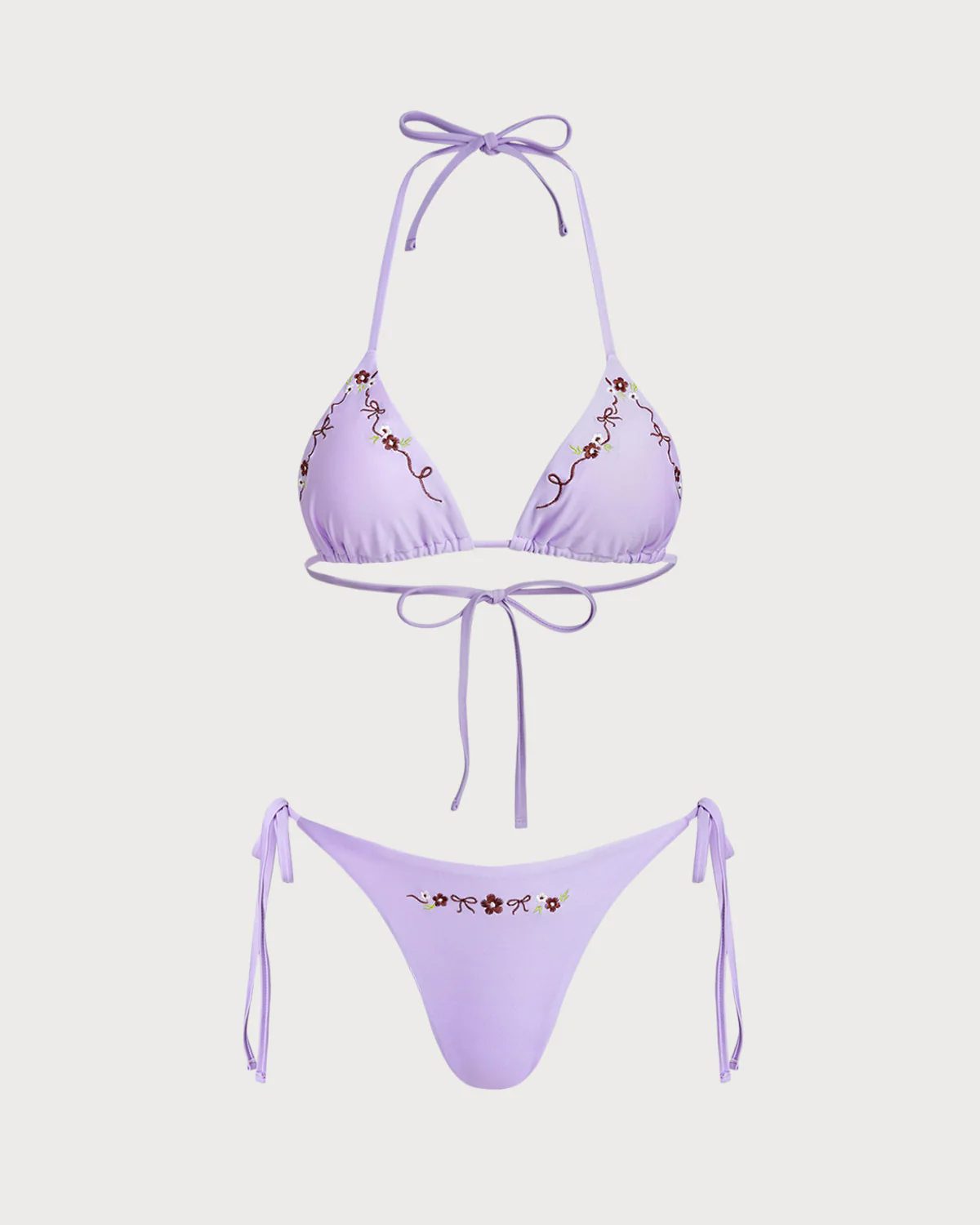 Purple Drawstring Triangle Bikini Set - Image 2