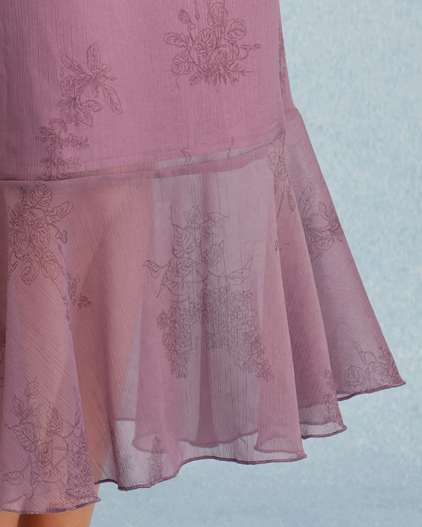 Purple Floral Mermaid Midi Skirt - Image 4