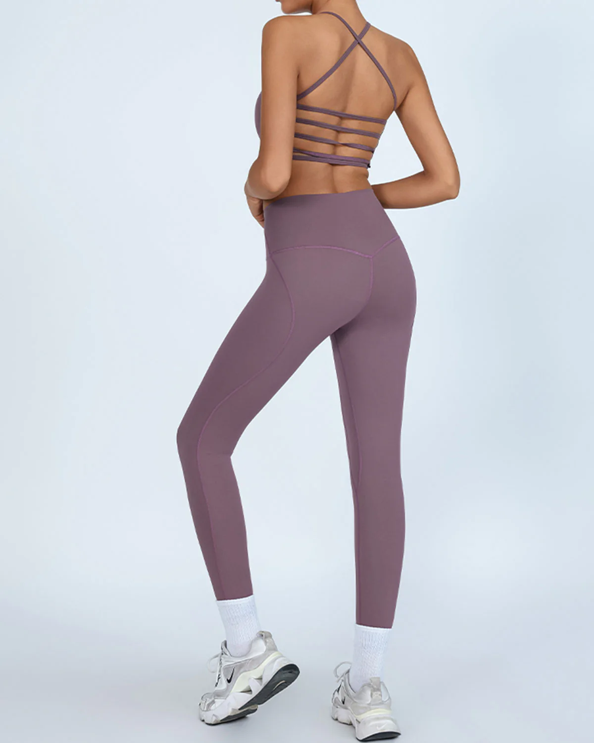 Purple High Stretch Yoga Leggings - Image 4