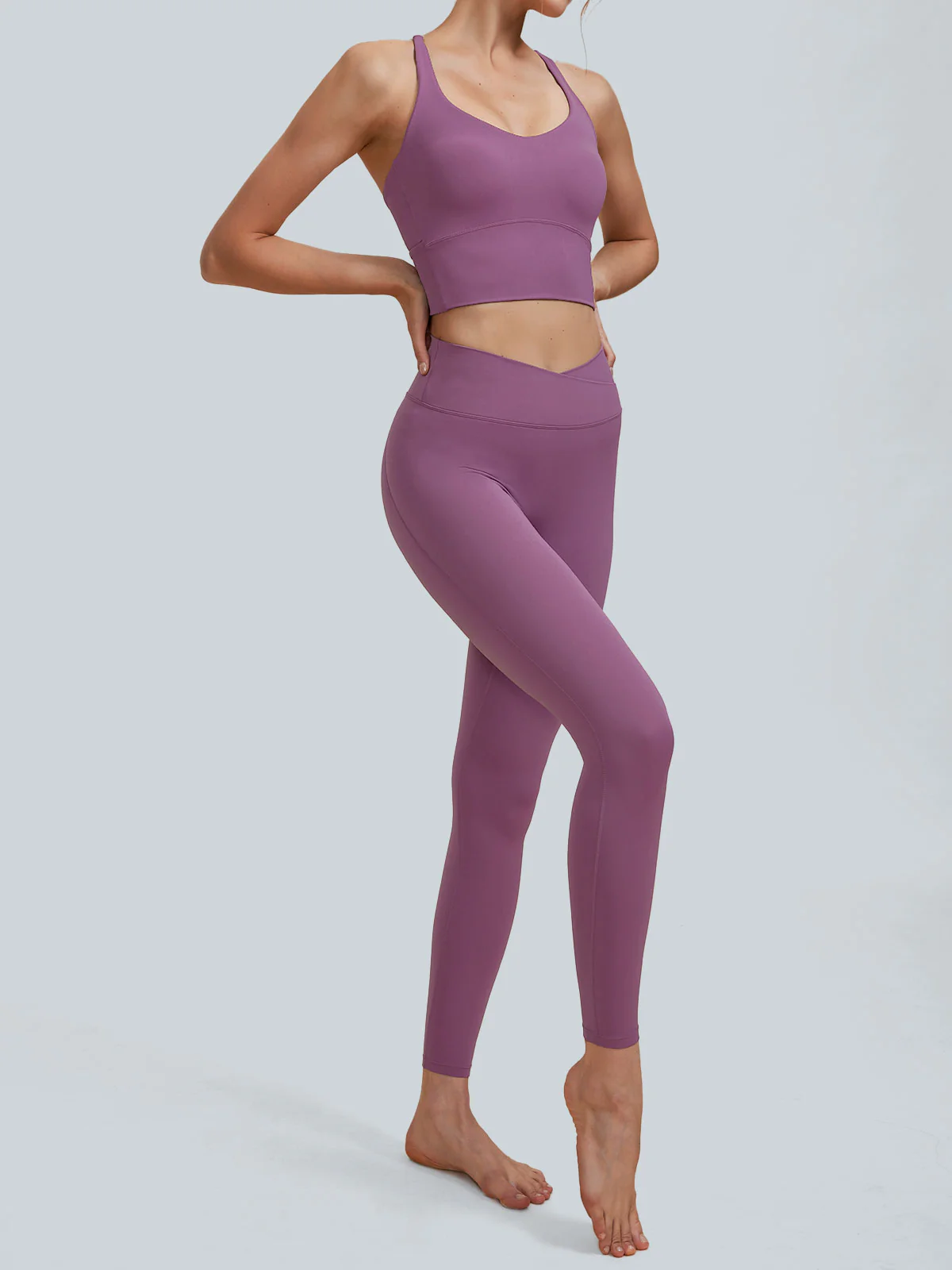 Purple High Waisted Leggings - Image 4