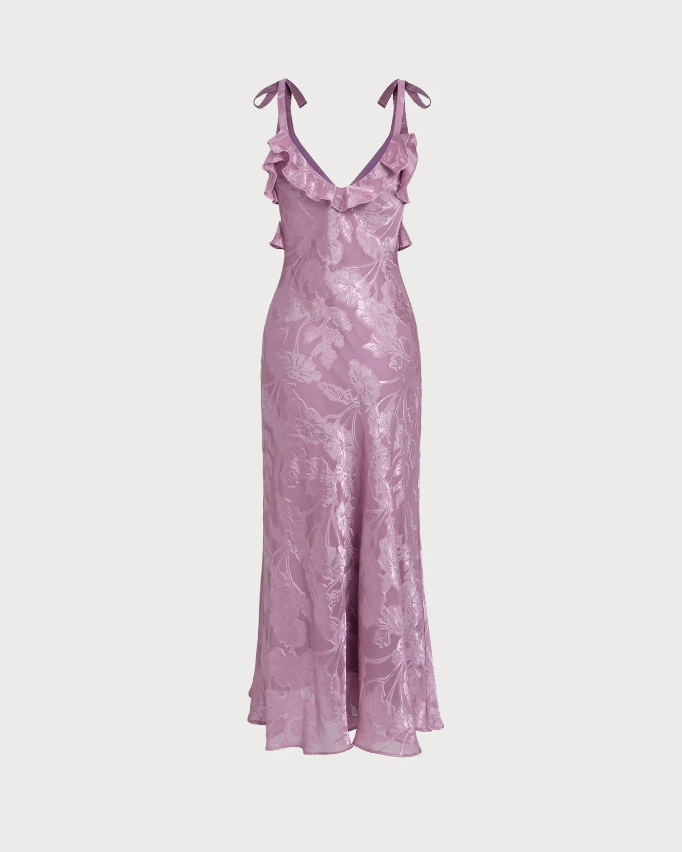Purple Jacquard Slip Maxi Dress - Image 10