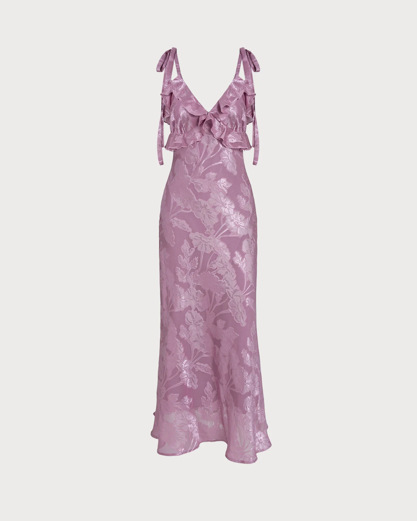 Purple Jacquard Slip Maxi Dress - Image 9