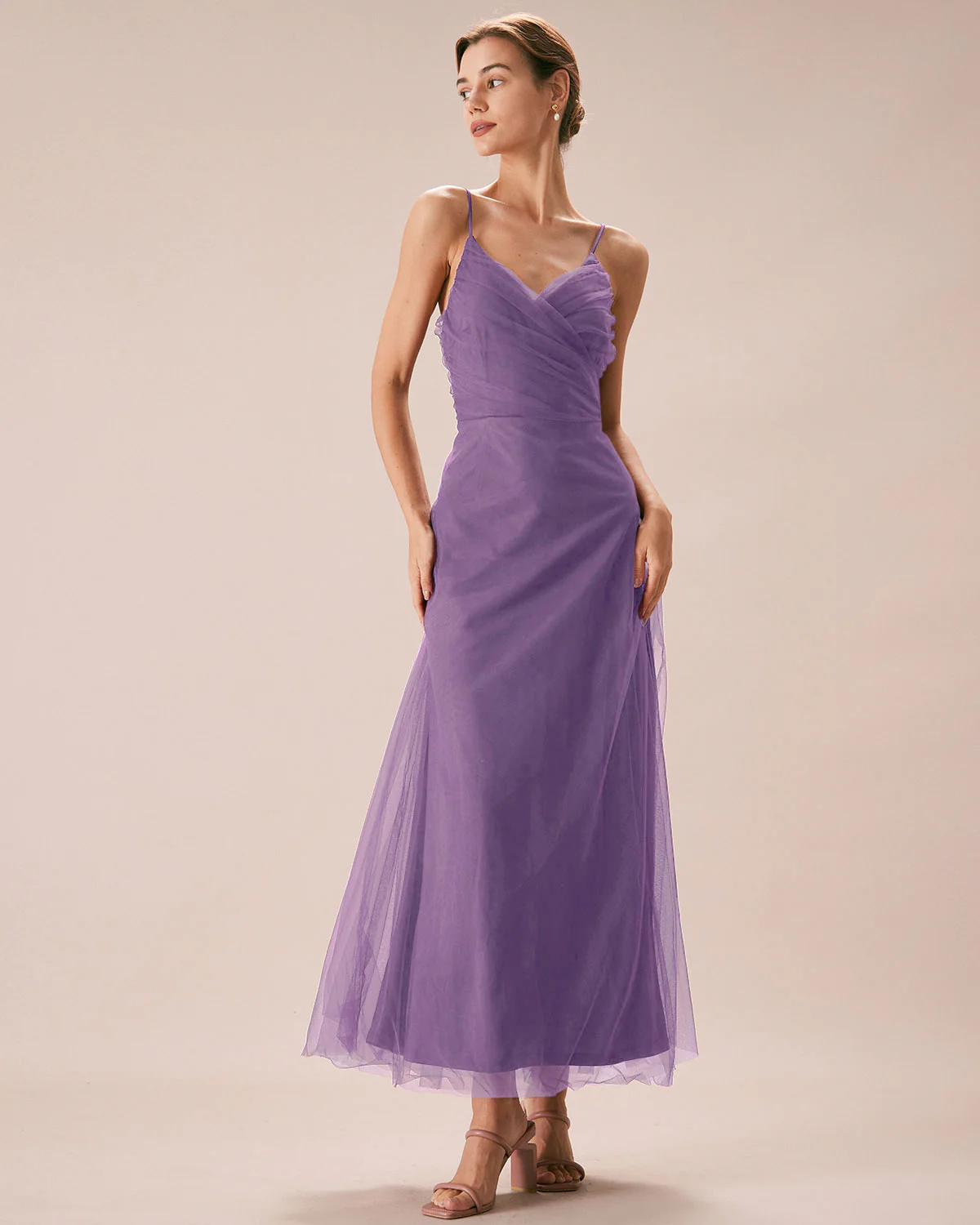 Purple Mesh Wrap Slip Maxi Dress - Image 4