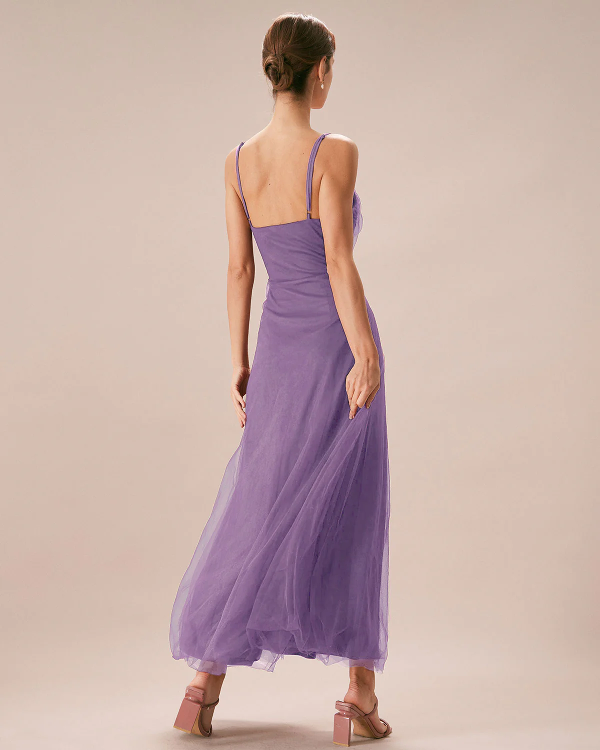 Purple Mesh Wrap Slip Maxi Dress - Image 5