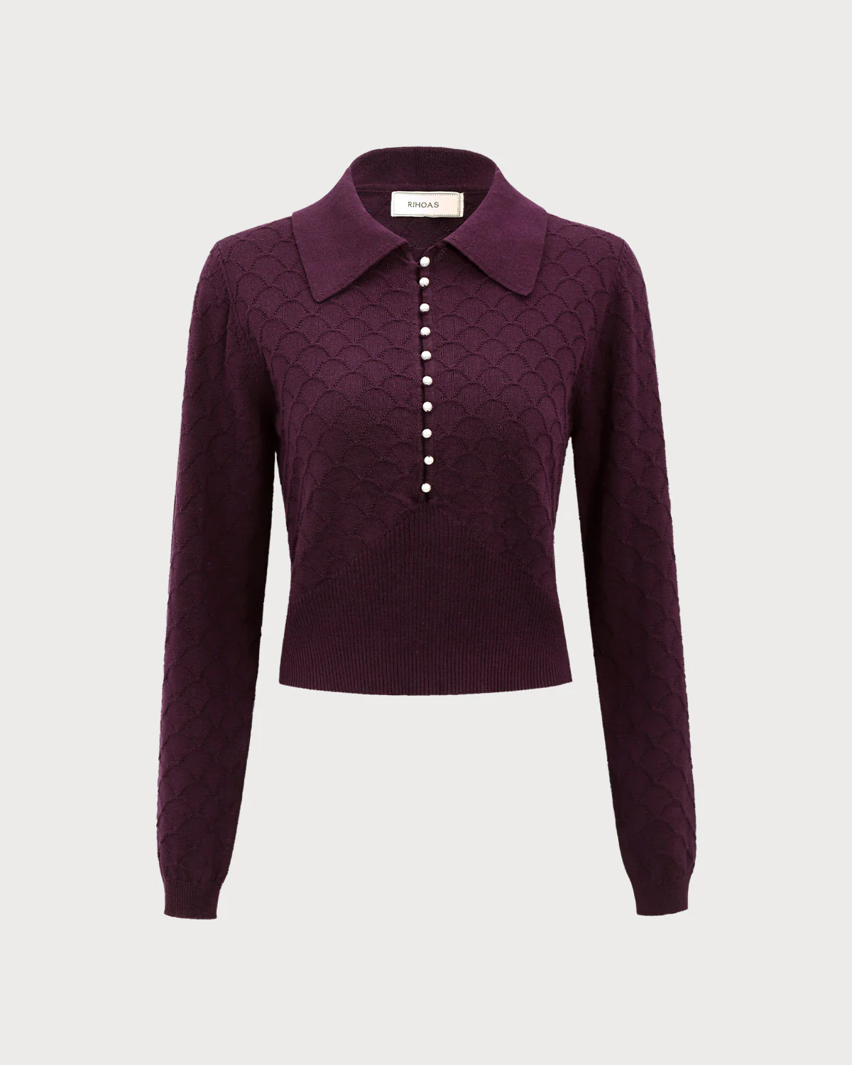 Purple Pearl Buttons Knit Tee - Image 6