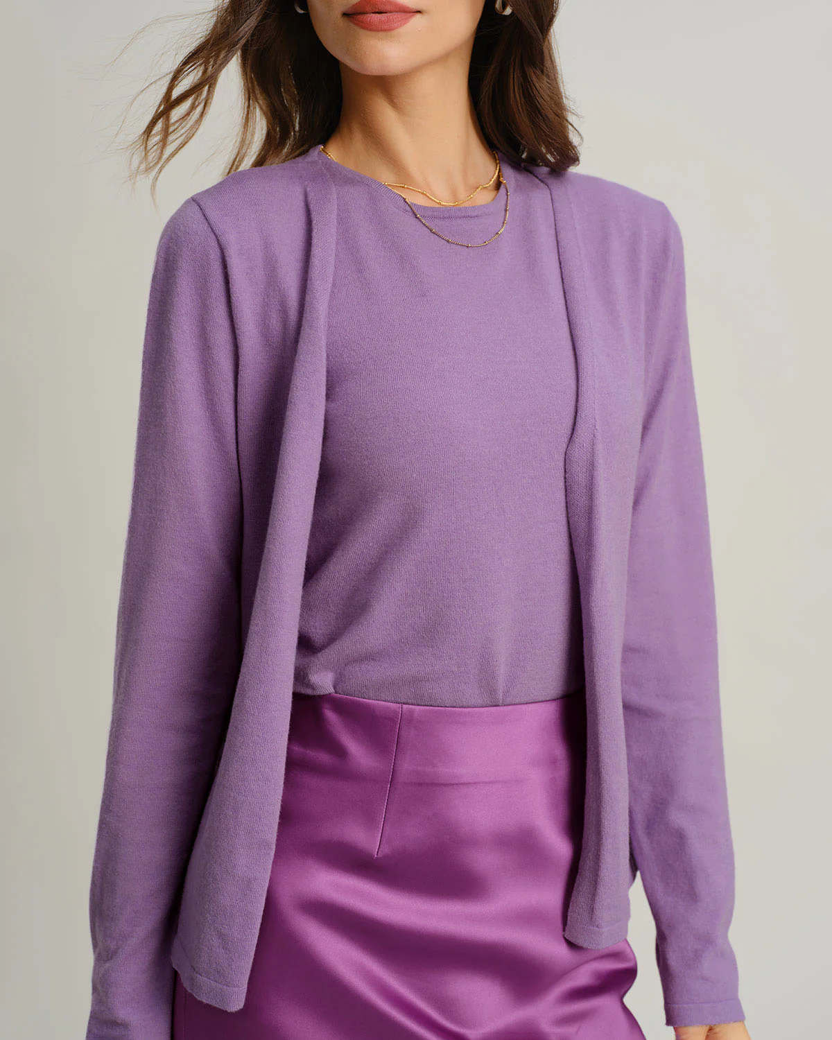 Purple Ribbed Knit Cardigan - Image 2